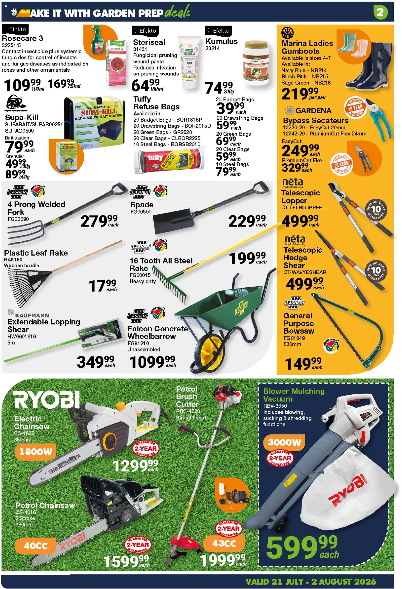 New MICA catalogue – valid from 21/07/2026 | Page: 2 | Products: Mouse, Chainsaw, Blush, Bowsaw