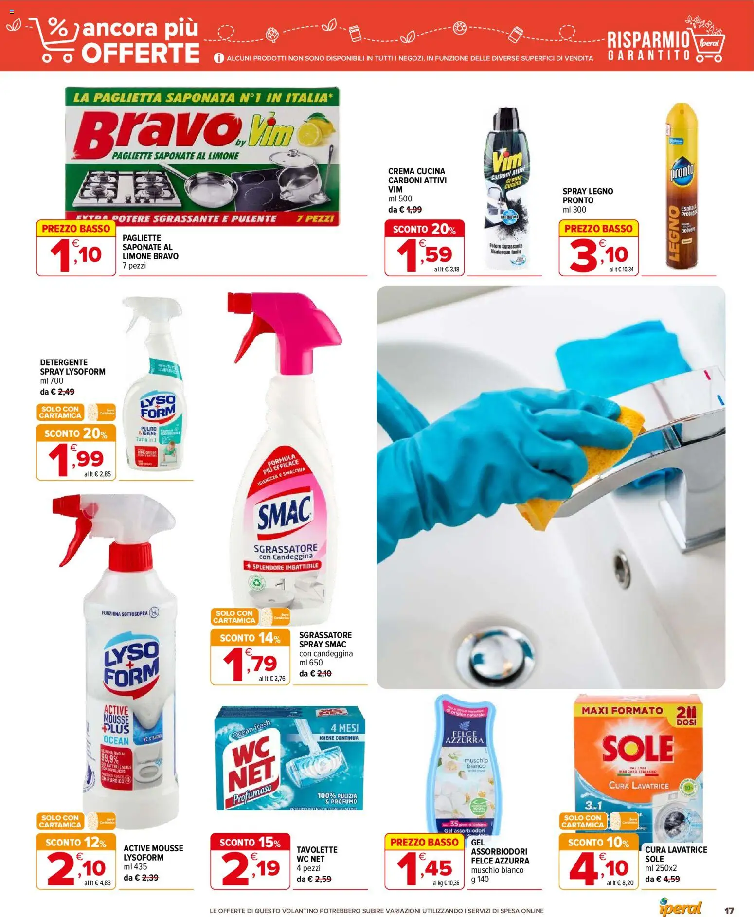 Volantino Iperal del 14/10/2026 | Pagina: 17 | Prodotti: Crema, Candeggina, Sgrassatore, WC