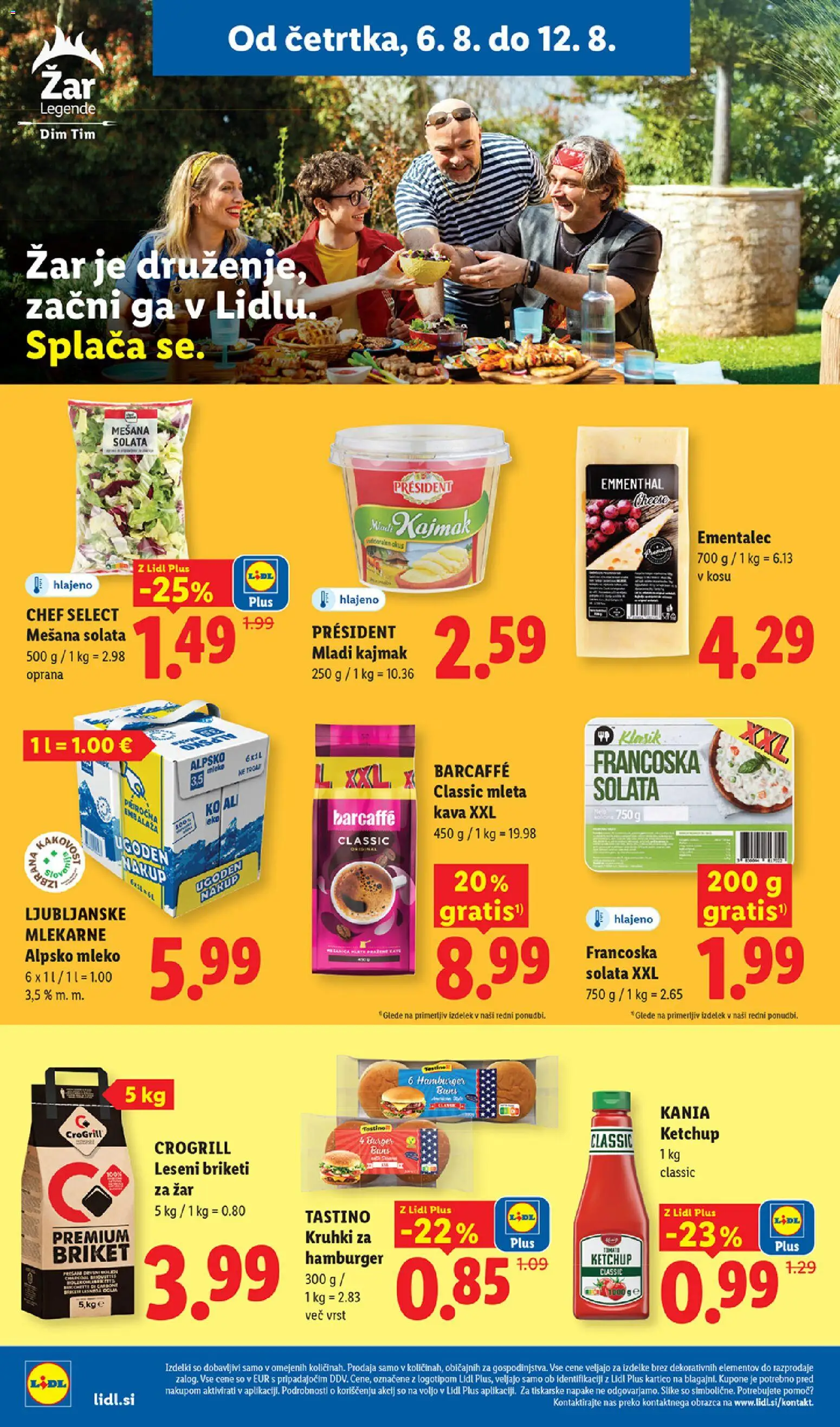 Novi Lidl katalog ponudbe – veljaven od 06.08.2026 | Stran: 8 | Izdelki: Ementalec, Kajmak, Mleko, Grill