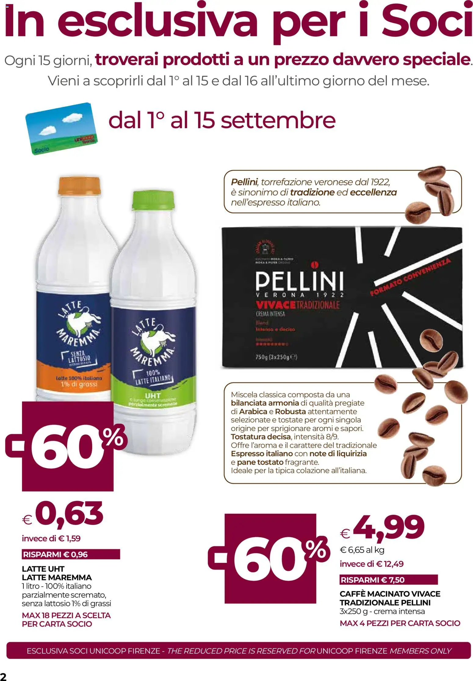 Volantino COOP del 03/09/2026 | Pagina: 2 | Prodotti: Pane, Caffè, Latte, Pellini