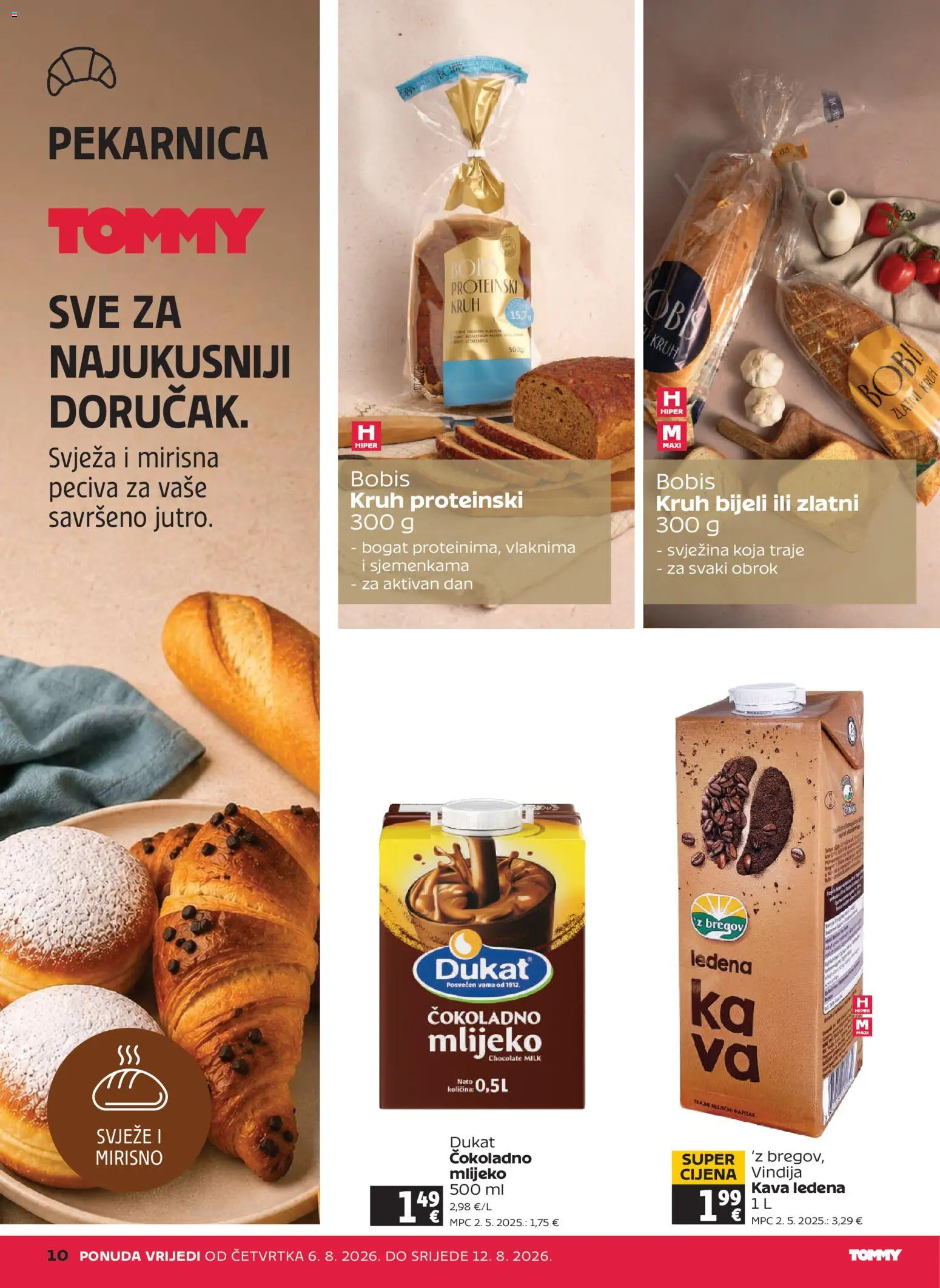 Tommy katalog | vrijedi od 06.08.2026 | Stranica: 10 | Proizvodi: Vindija, Mlijeko, Kruh, Kava