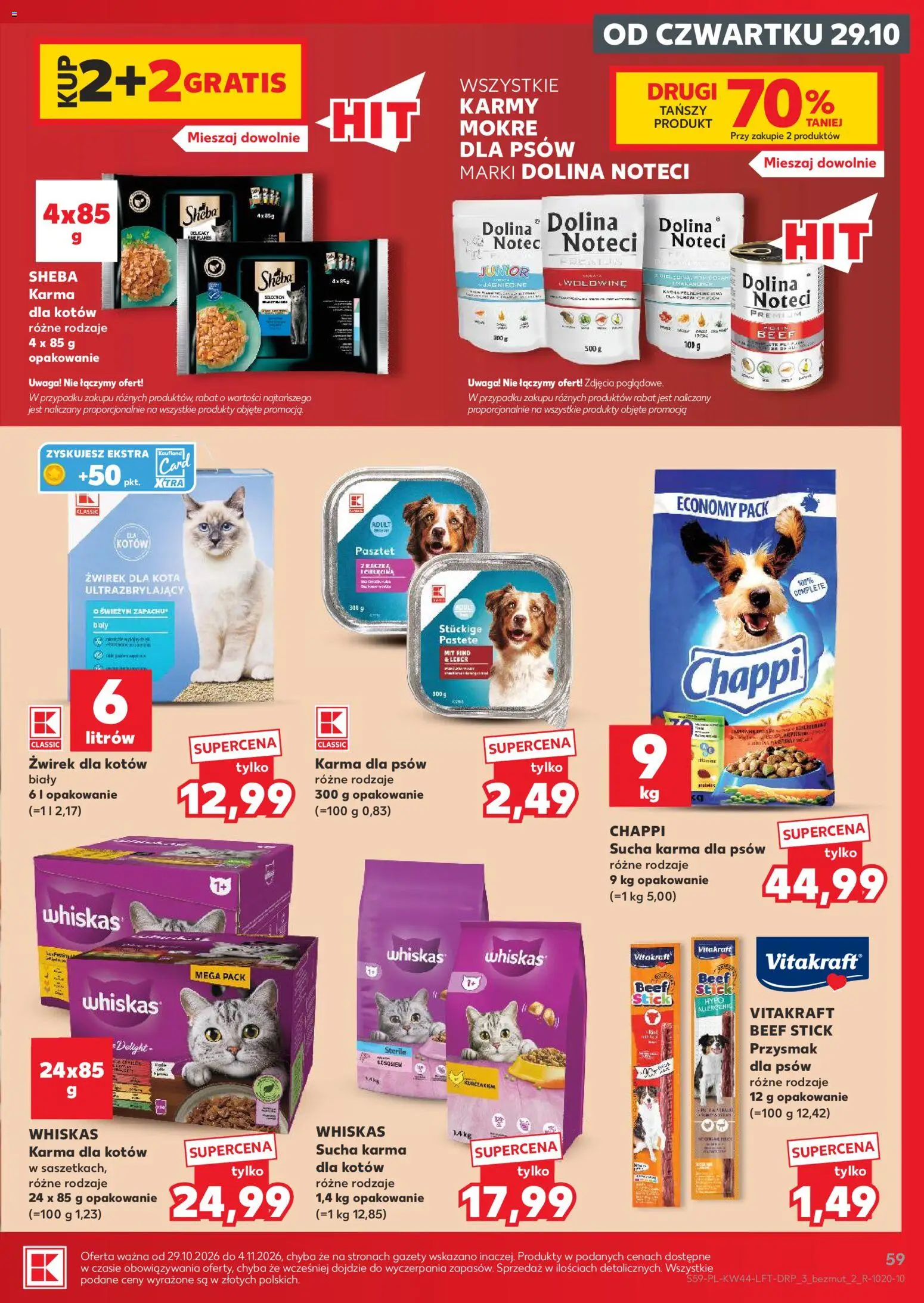 Kaufland gazetka od 29.10.2026 | Strona: 59 | Produkty: Żwirek dla kota, Whiskas, Karma mokra, Dolina noteci