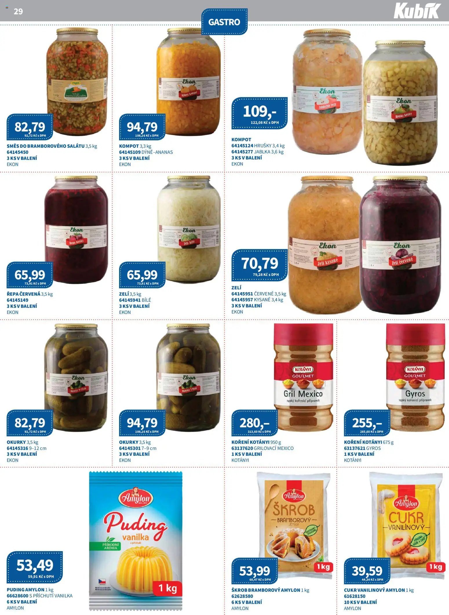 Kubík leták - Velkoobchod 08/2026 od 01.10.2026 | Strana: 29 | Produkty: Kompot, Zelí, Škrob, Puding