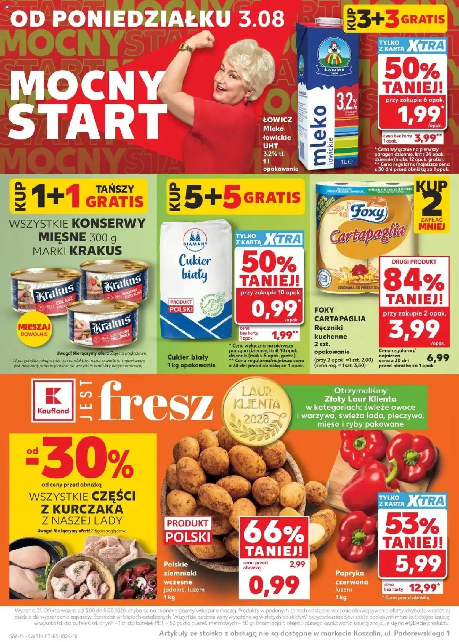 Kaufland gazetka od 30.07.2026 | Strona: 68 | Produkty: Ręczniki kuchenne, Mięso, Cukier biały, Ziemniaki