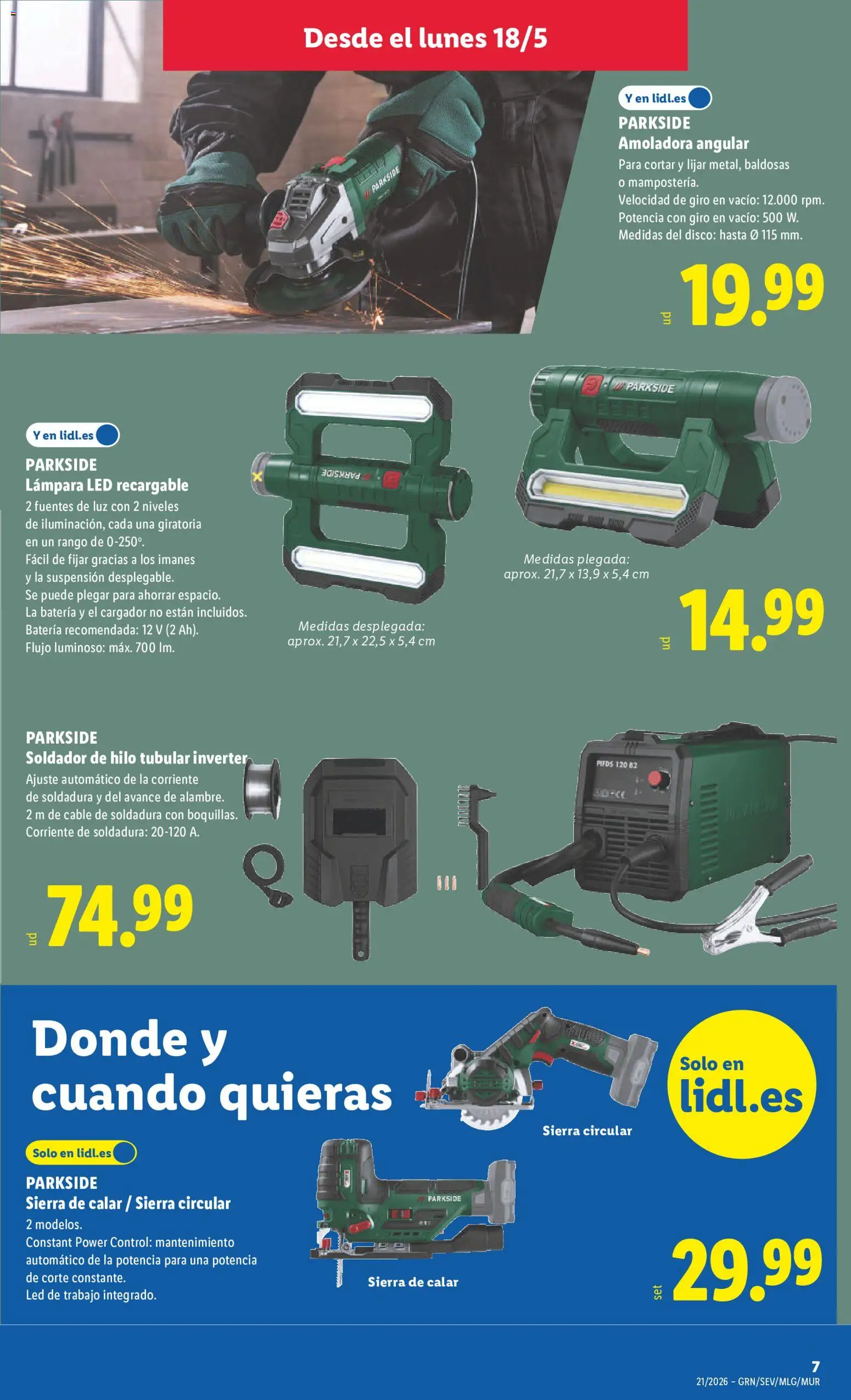 Lidl folleto de bazar │ válido desde el 18.05.2026 | Página: 15 | Productos: Cable, Disco, Batería, Lámpara