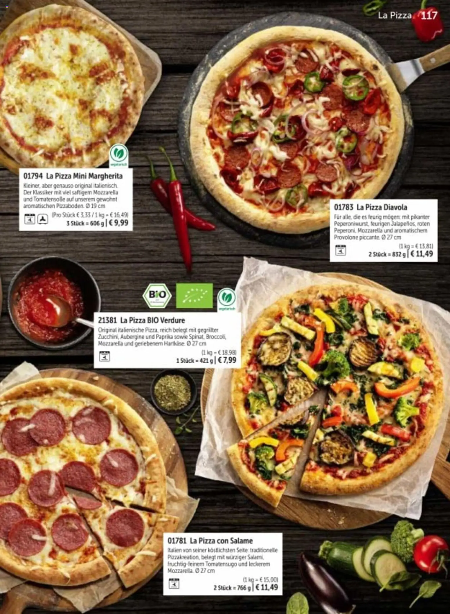 Bofrost Katalog – gültig ab 06.03.2026 | Seite: 117 | Produkte: Mozzarella, Paprika, Aubergine, Pizza