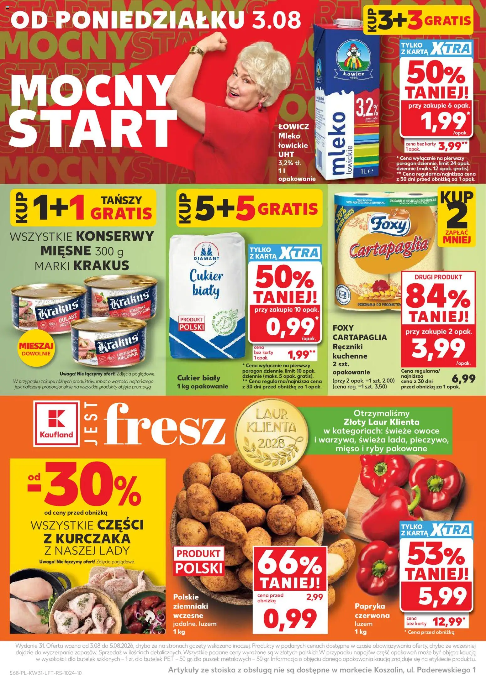 Kaufland gazetka od 30.07.2026 | Strona: 68 | Produkty: Konserwa turystyczna, Gazety, Cukier biały, Gulasz
