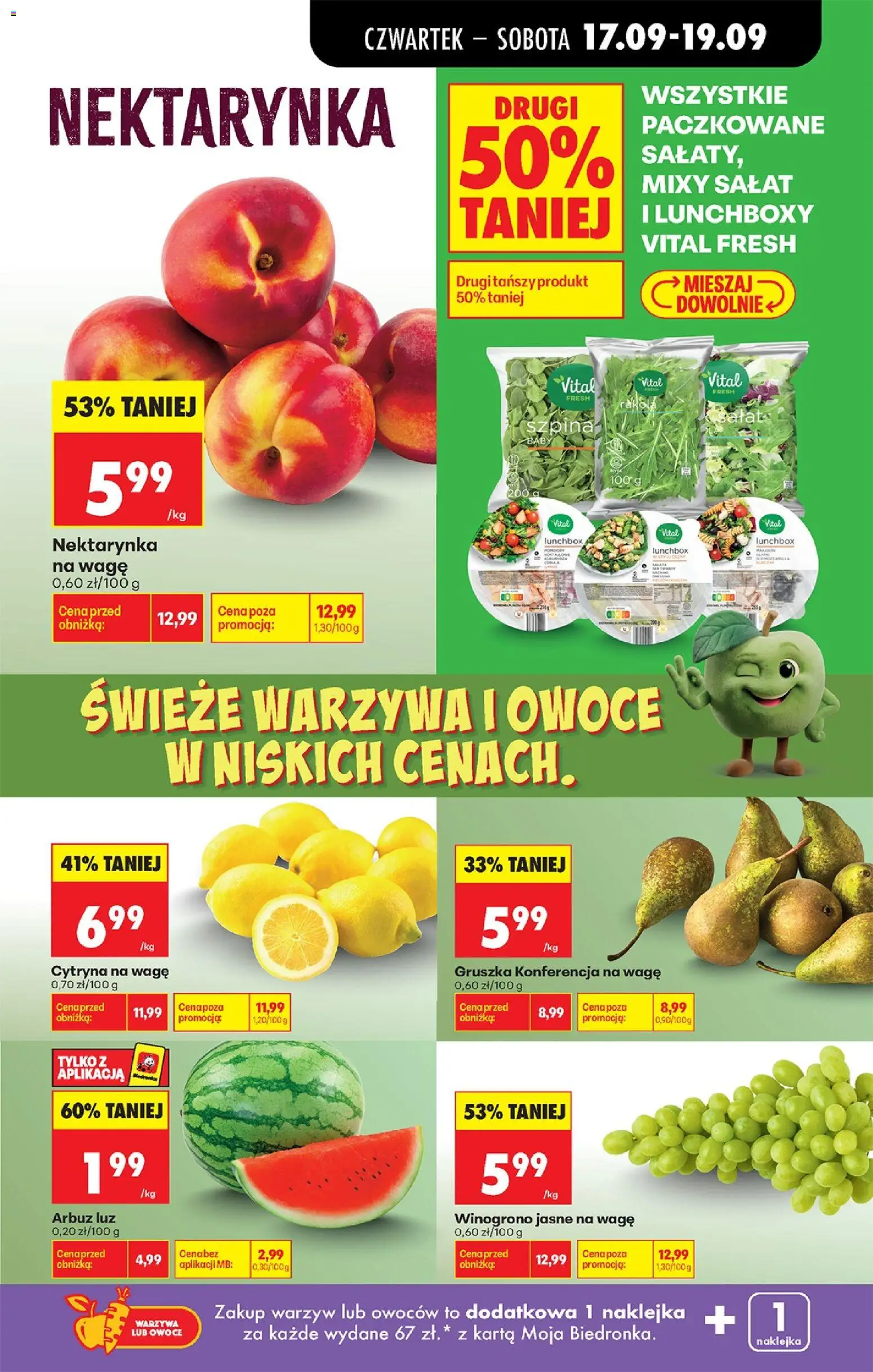 Biedronka gazetka od czwartku od 17.09.2026 | Strona: 31 | Produkty: Nektarynka, Winogrono, Warzywa, Owoce