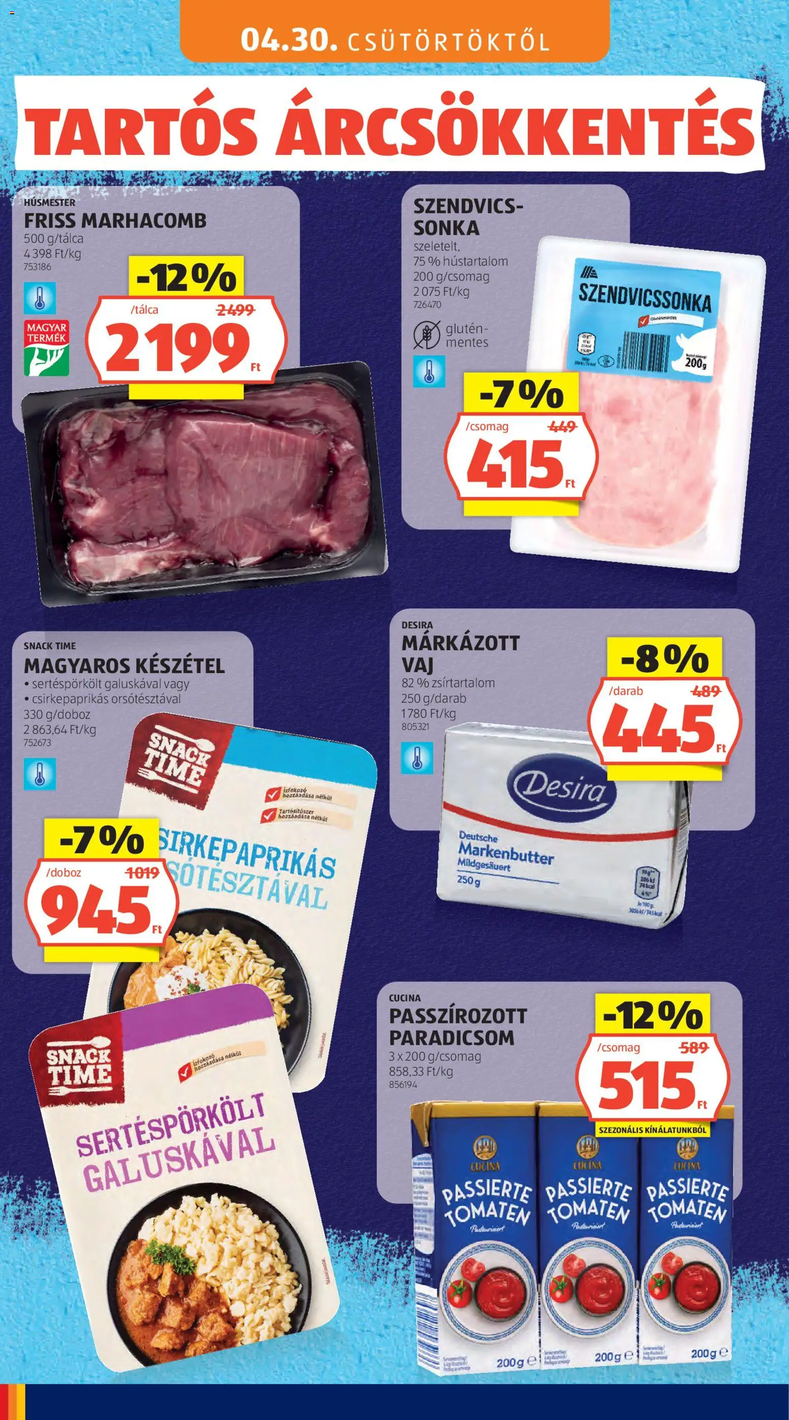 Aldi akciós ujság - amely érvényes a következő dátumtól: 14.05.2026 | Oldal: 2 | Termékek: Szendvics, Sonka, Vaj, Paradicsom