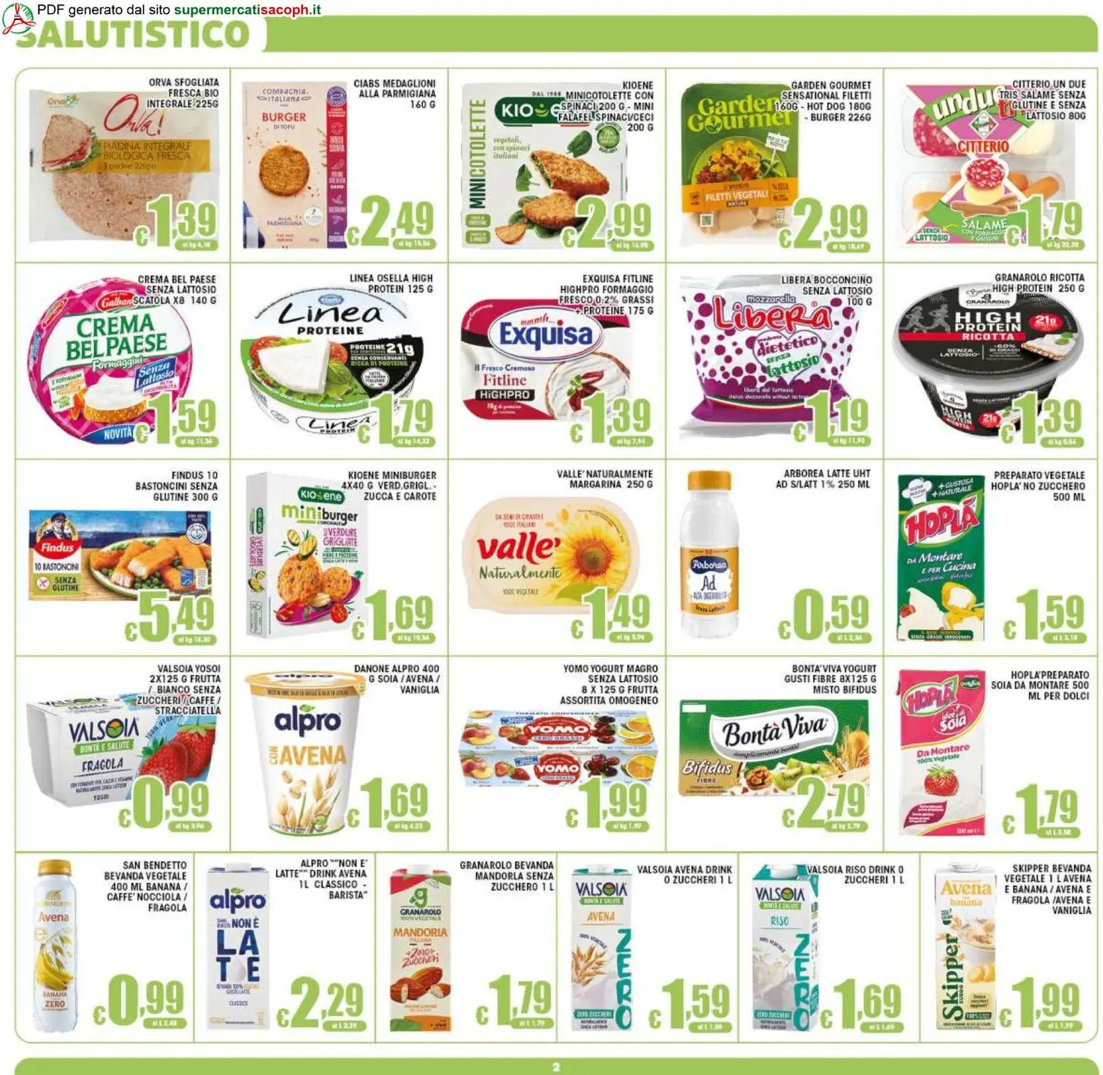 Volantino Sacoph del 31/07/2026 | Pagina: 2 | Prodotti: Salame, Verdure, Zucchero, Spinaci