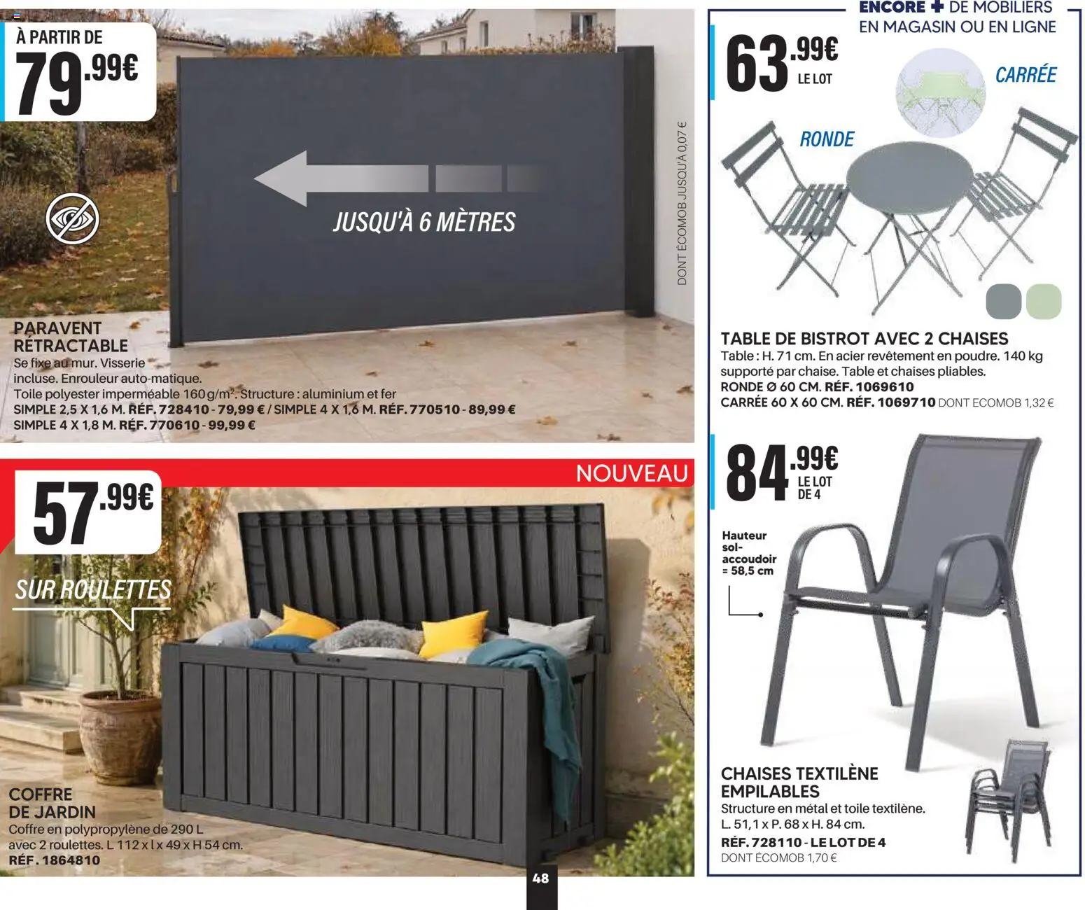 {H1} | Page: 48 | Produits: Paravent, Chaises, Table, Paravent rétractable