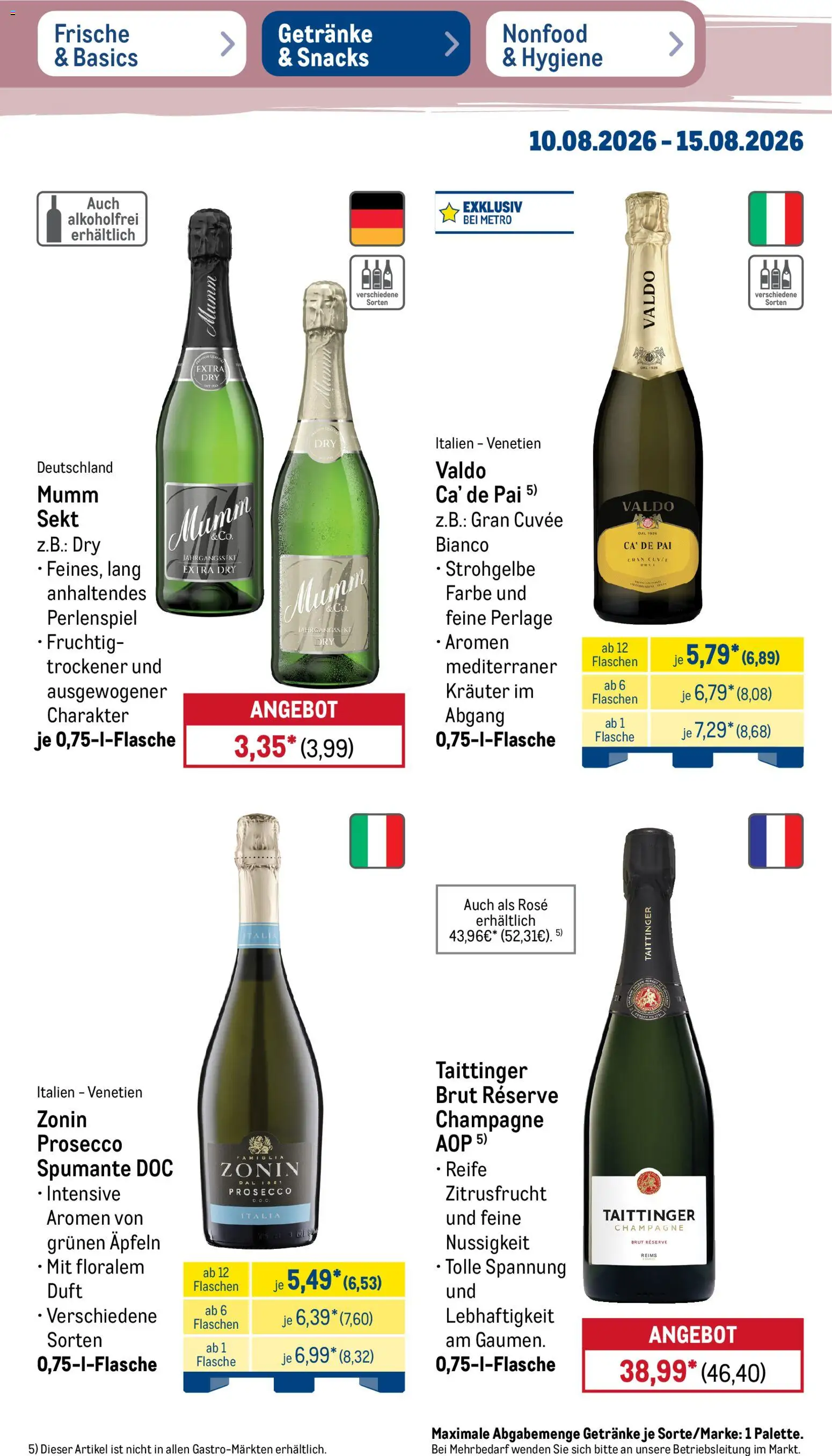 Metro Prospekt – gültig ab 10.08.2026 | Seite: 33 | Produkte: Sekt, Duft, Prosecco