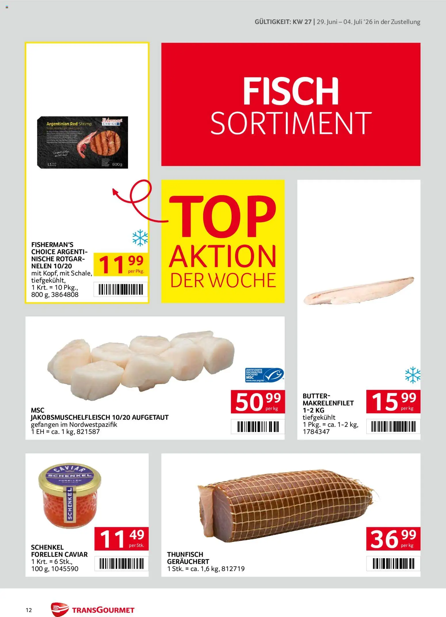 Transgourmet Zustellaktion gültig ab 29.06.2026 | Seite: 12 | Produkte: Butter, Fisch