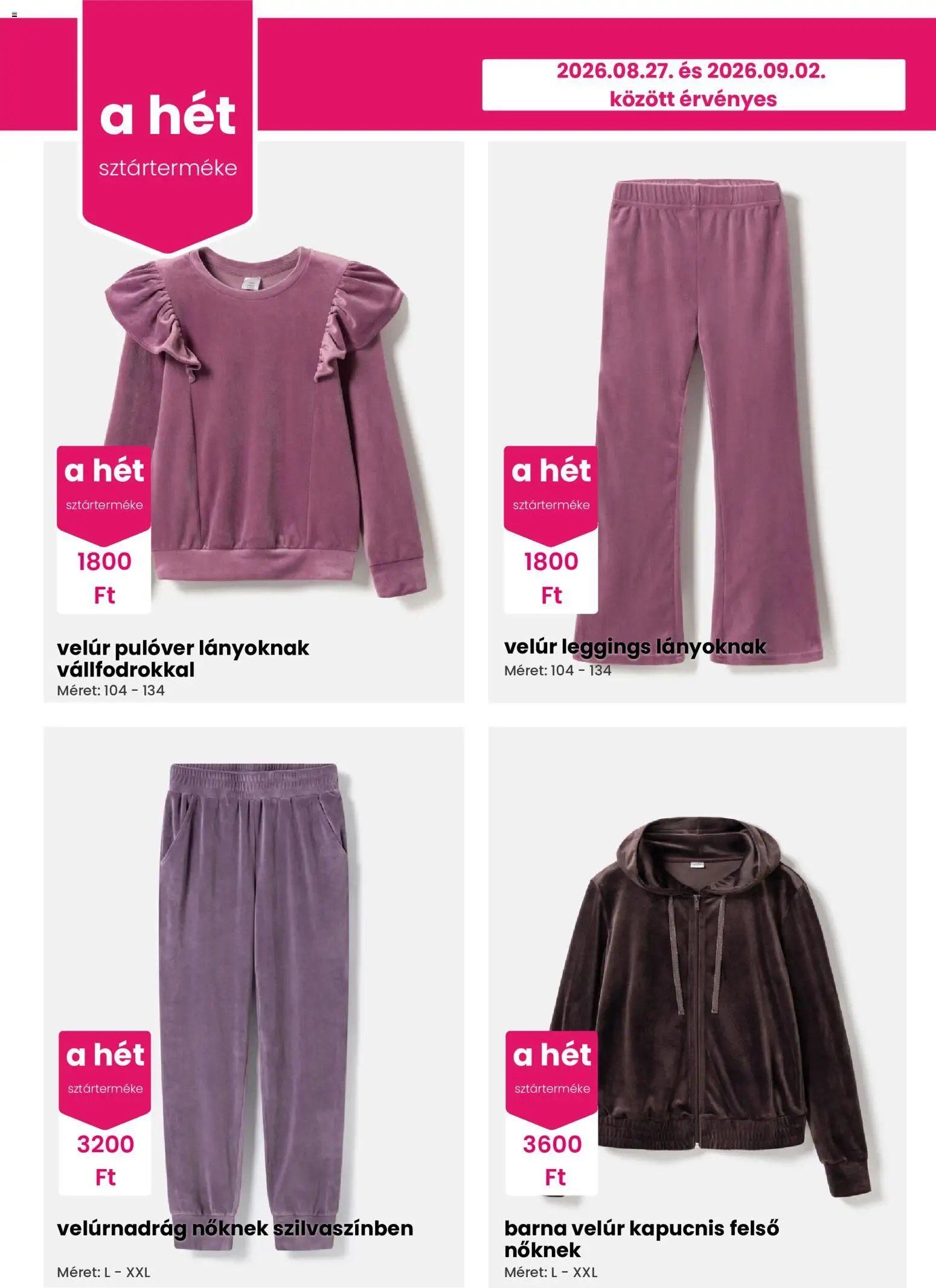 Pepco akciós ujság - amely érvényes a következő dátumtól: 2026.08.27. | Oldal: 4 | Termékek: Felső, Pulóver, Leggings