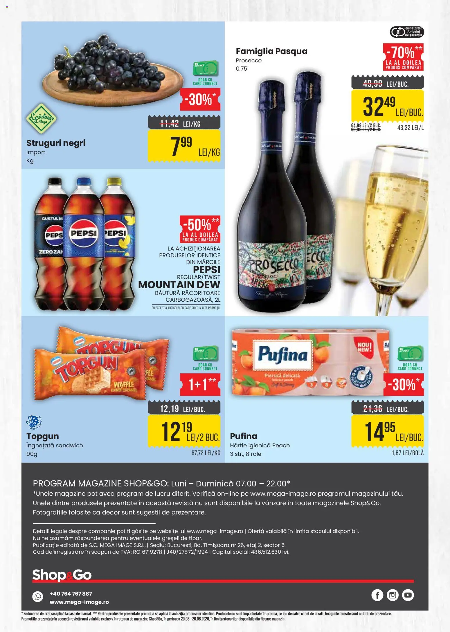 Noul catalog Mega Image – valabil de la 20.08.2026 | Pagină: 4 | Produse: Zero, Role, Pepsi, Înghețată