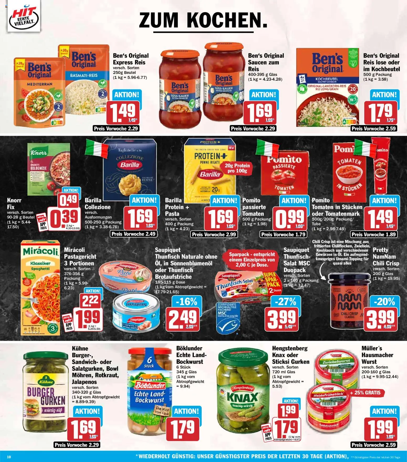 HIT Prospekt – gültig ab 13.07.2026 | Seite: 10 | Produkte: Bockwurst, Barilla, Burger, Knoblauch