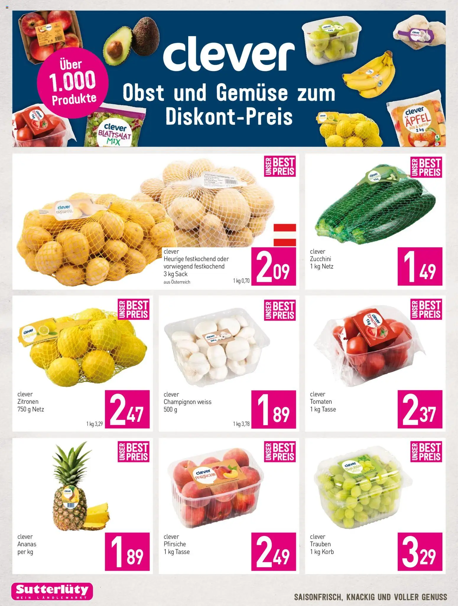 Sutterlüty Flugblatt gültig ab 30.07.2026 | Seite: 2 | Produkte: Obst, Korb, Äpfel, Ananas