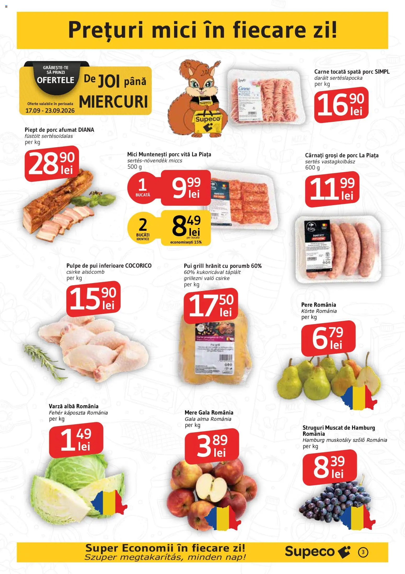 Noul catalog Supeco – valabil de la 17.09.2026 | Pagină: 3 | Produse: Alba, Mici, Porumb, Pere