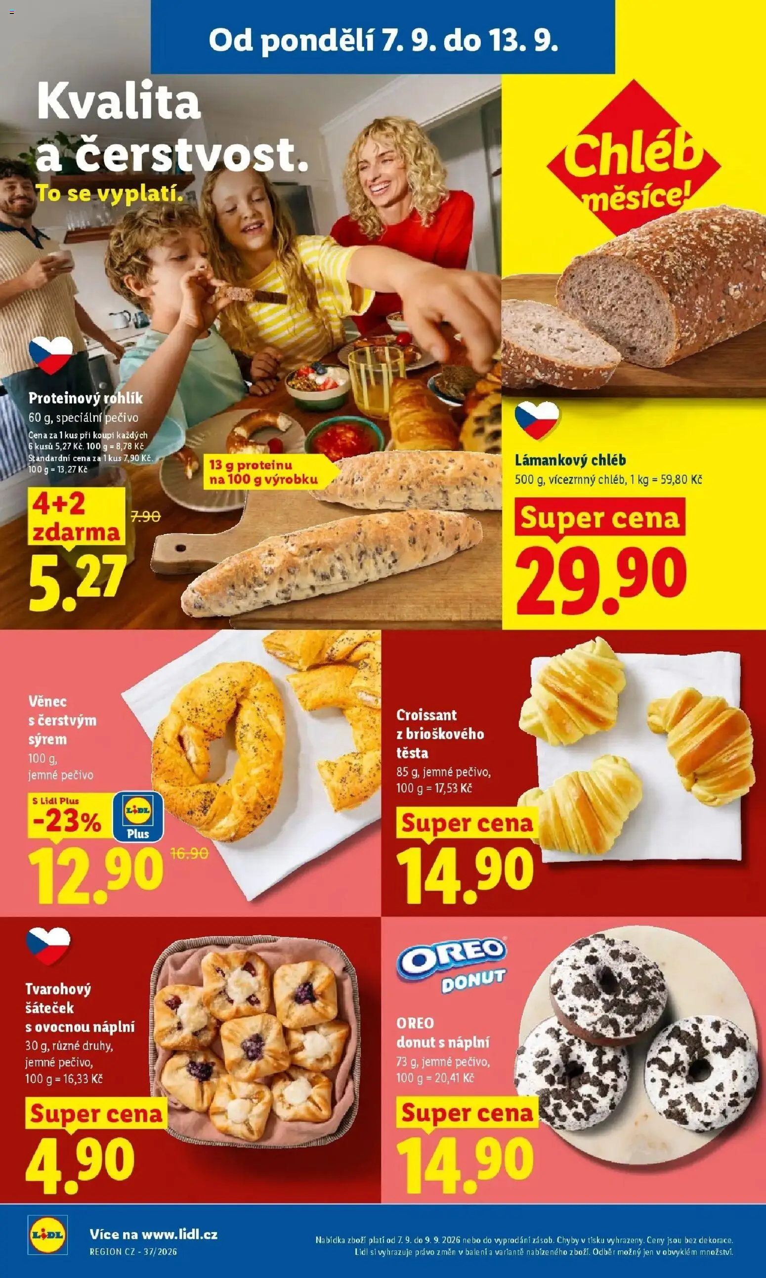 Lidl leták od 07.09.2026 - Nový akční leták | Strana: 16 | Produkty: Chléb, Croissant, Oreo, Lámankový chléb
