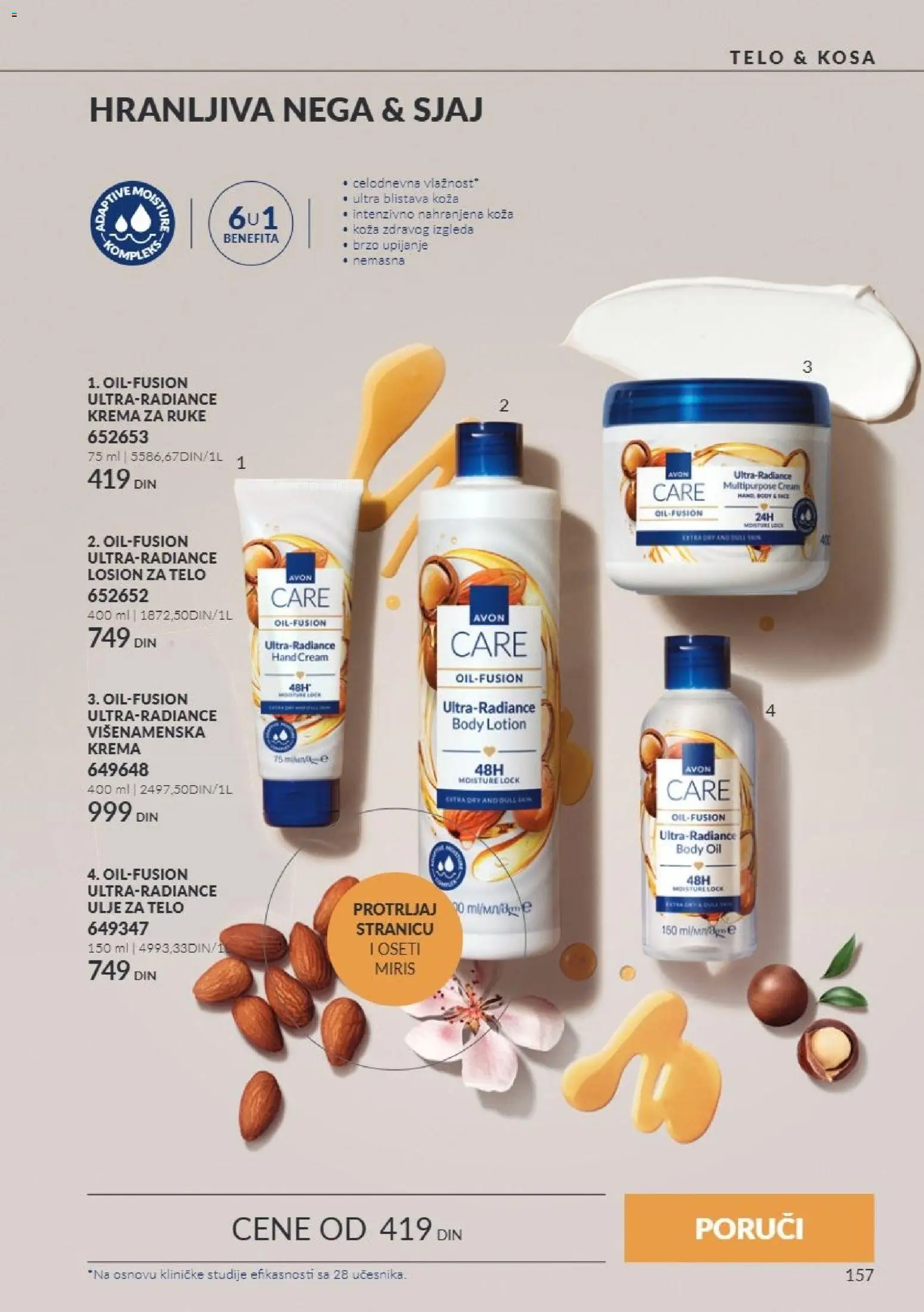 AVON katalog - važi od 01.10.2026 | Strana: 157 | Proizvode: Miris, Krema, Losion za telo, Ulje za telo
