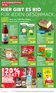 Náhled letáku Kaufland Německo leták - Bio od 18.06.2026 | Strana: 4 | Produkty: Vegan, Kombucha, Kaše, Kakao
