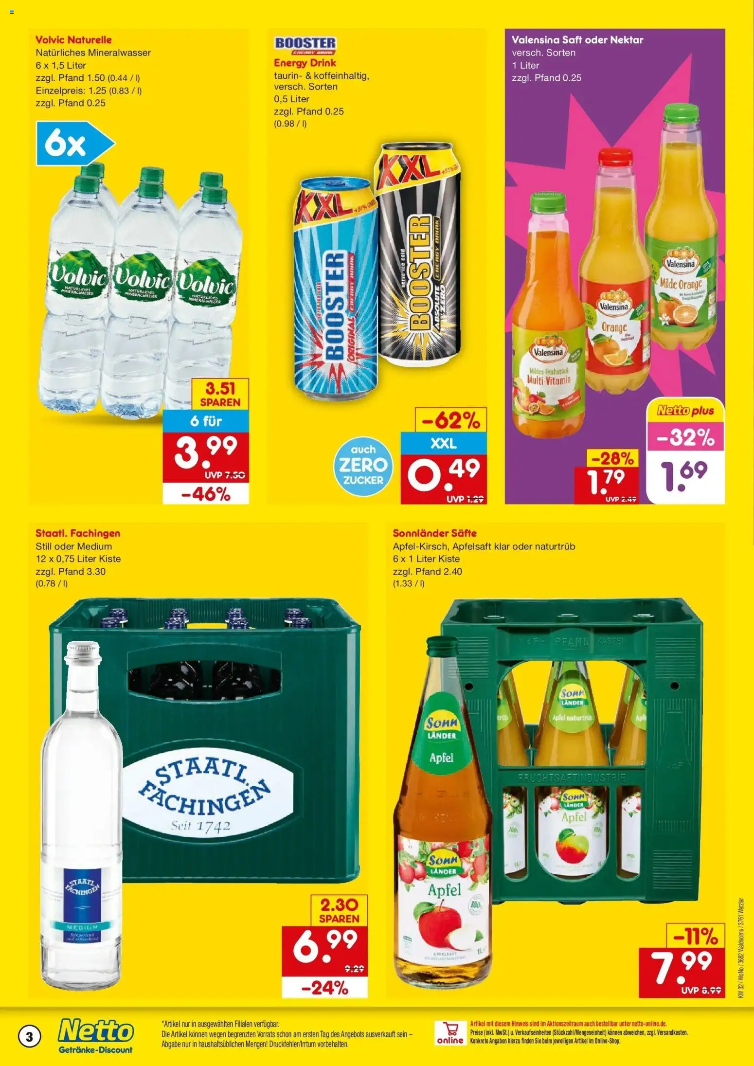 Netto Marken-Discount Prospekt Wetzlar-Naunheim – gültig ab 03.08.2026 | Seite: 3 | Produkte: Energy, Apfelsaft, Mineralwasser, Saft
