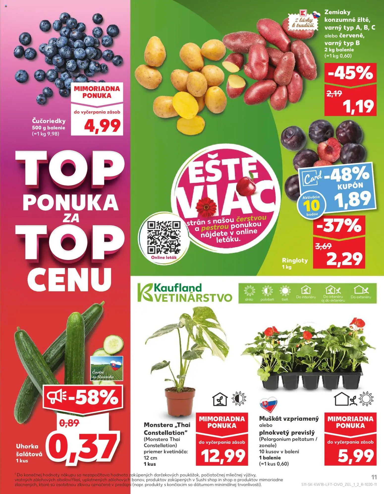Nové Kaufland akcie – leták je platný od 30.04.2026 | Strana: 11 | Produkty: Čučoriedky, Sushi, Zemiaky
