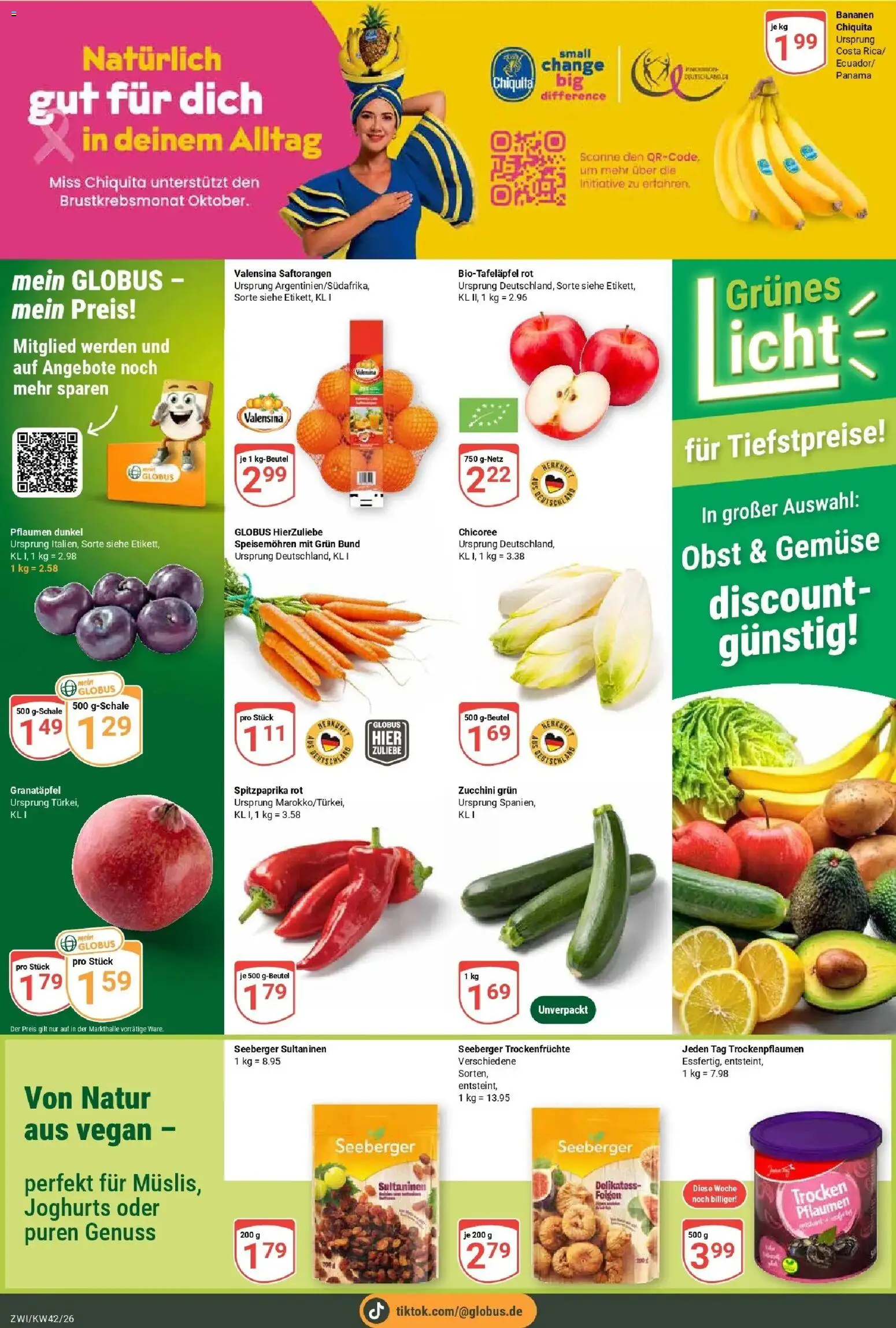 Globus Prospekt Zwickau (ab 12.10.2026) » Angebote online | Seite: 7 | Produkte: Pflaumen, Valensina, Trockenfrüchte, Zucchini