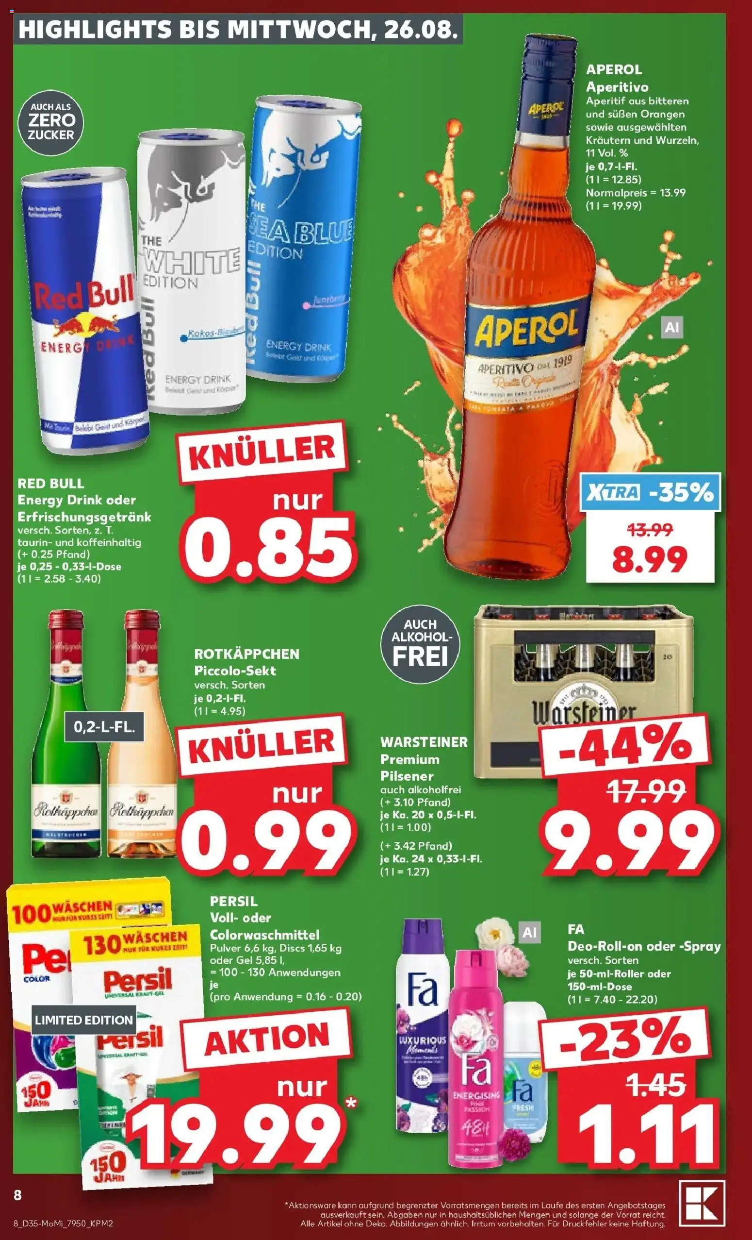 Prospekt Kaufland ab 24.08.2026 » Angebote Online zum Blättern | Seite: 8 | Produkte: Energy, Zucker, Rotkäppchen, Persil