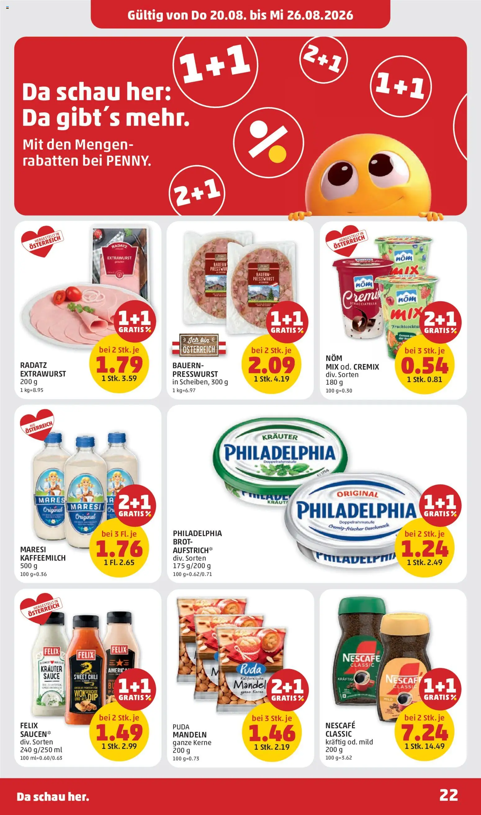 Penny Markt Flugblatt gültig ab 20.08.2026 | Seite: 22 | Produkte: Mandel, Chili, Brot