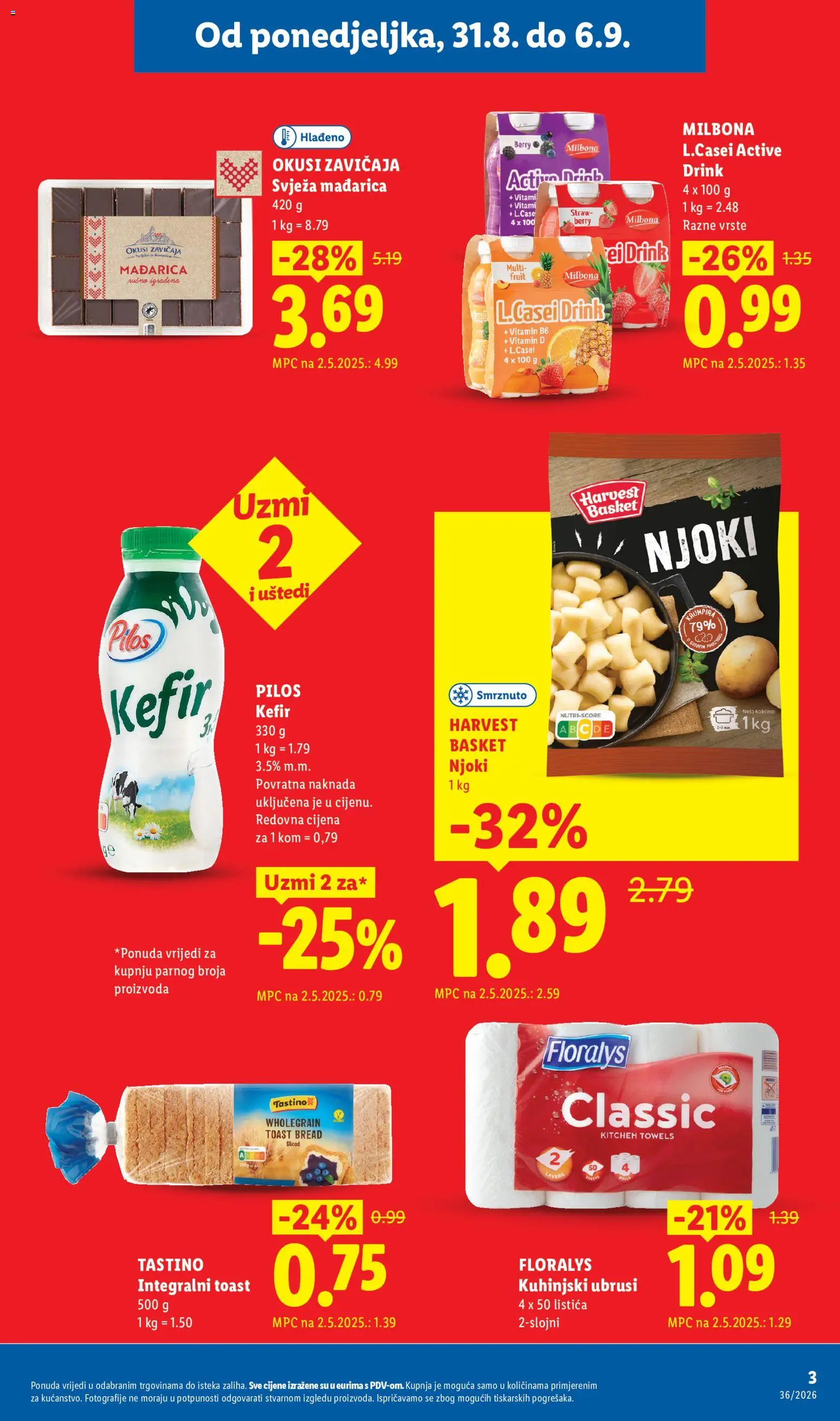 Lidl katalog | vrijedi od 31.08.2026 | Stranica: 3 | Proizvodi: Toast, Vino, Okusi zavičaja, Čaše