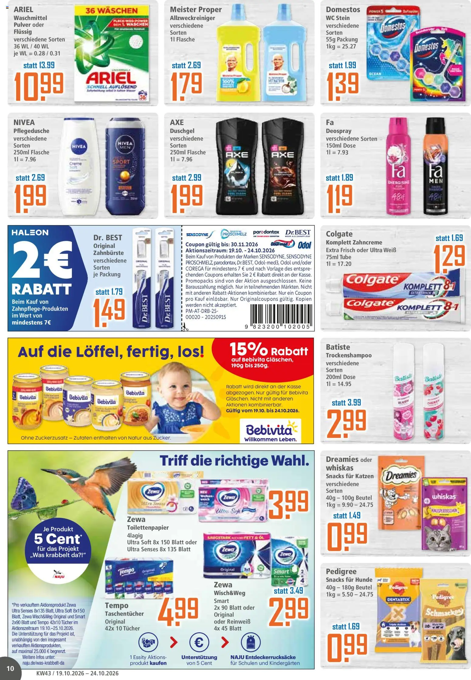 Klaas & Kock Prospekt – gültig ab 19.10.2026 | Seite: 10 | Produkte: Ariel, Zewa, Waschmittel, WC Stein