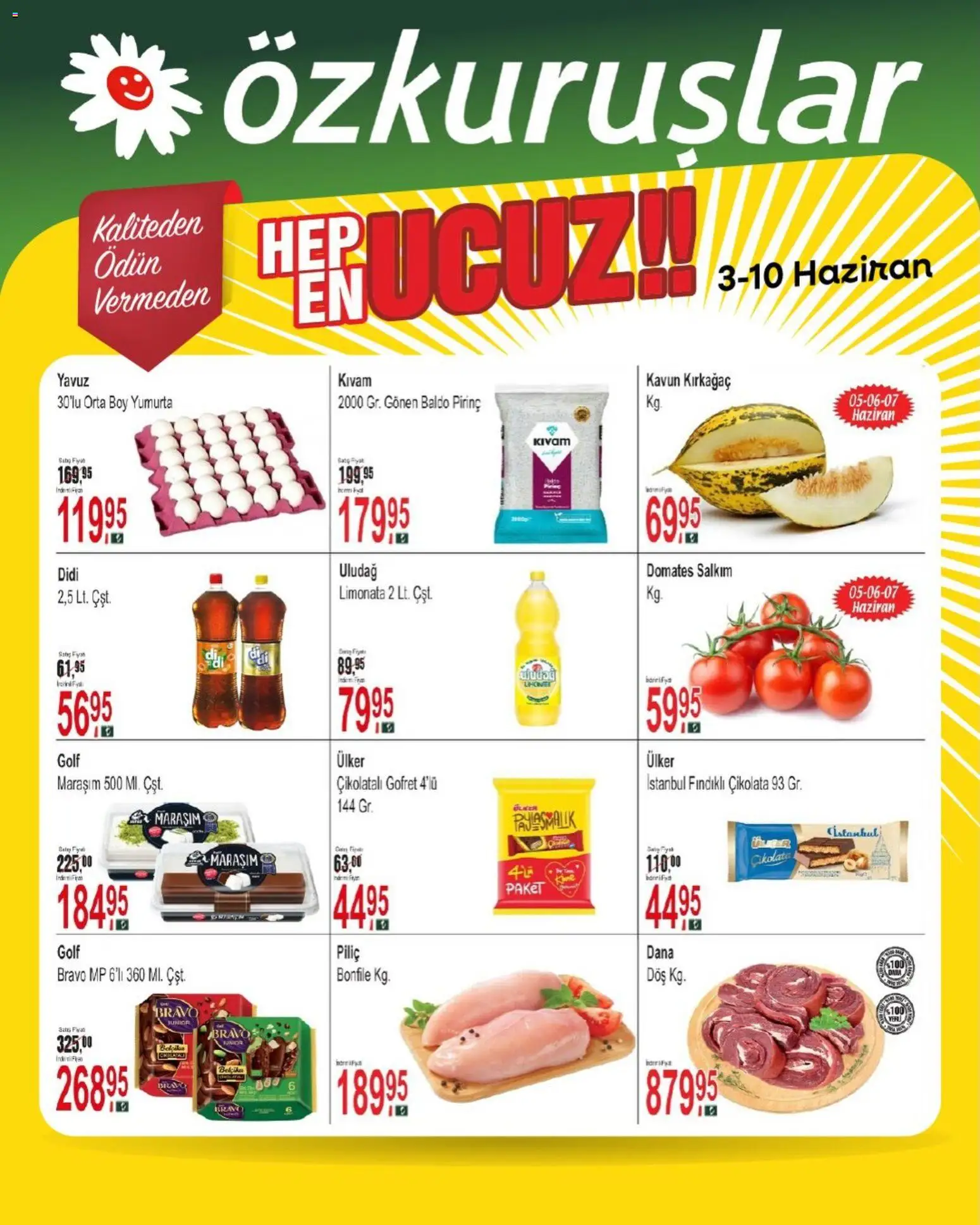 Özkuruşlar Katalog - 03.06.2026 tarihinden itibaren geçerlidir | Sayfa: 4 | Ürünler: Gofret, Çikolatalı gofret, Yumurta, Pirinç