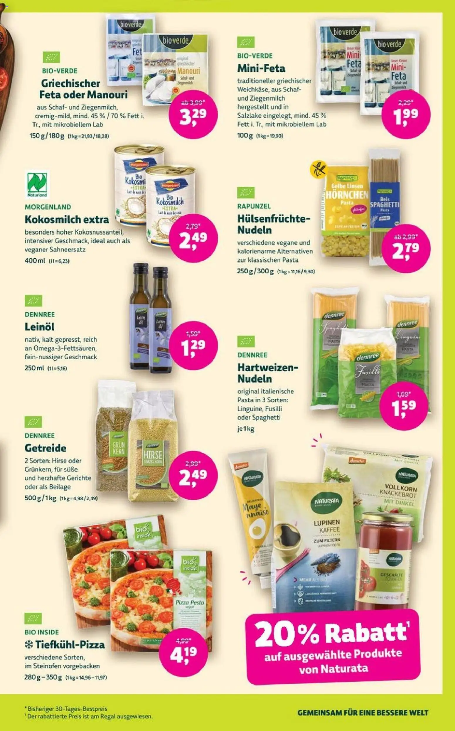 Denns BioMarkt Angebote – gültig ab 20.05.2026 | Seite: 9 | Produkte: Leinöl, Regal, Tiefkühlpizza, Pasta