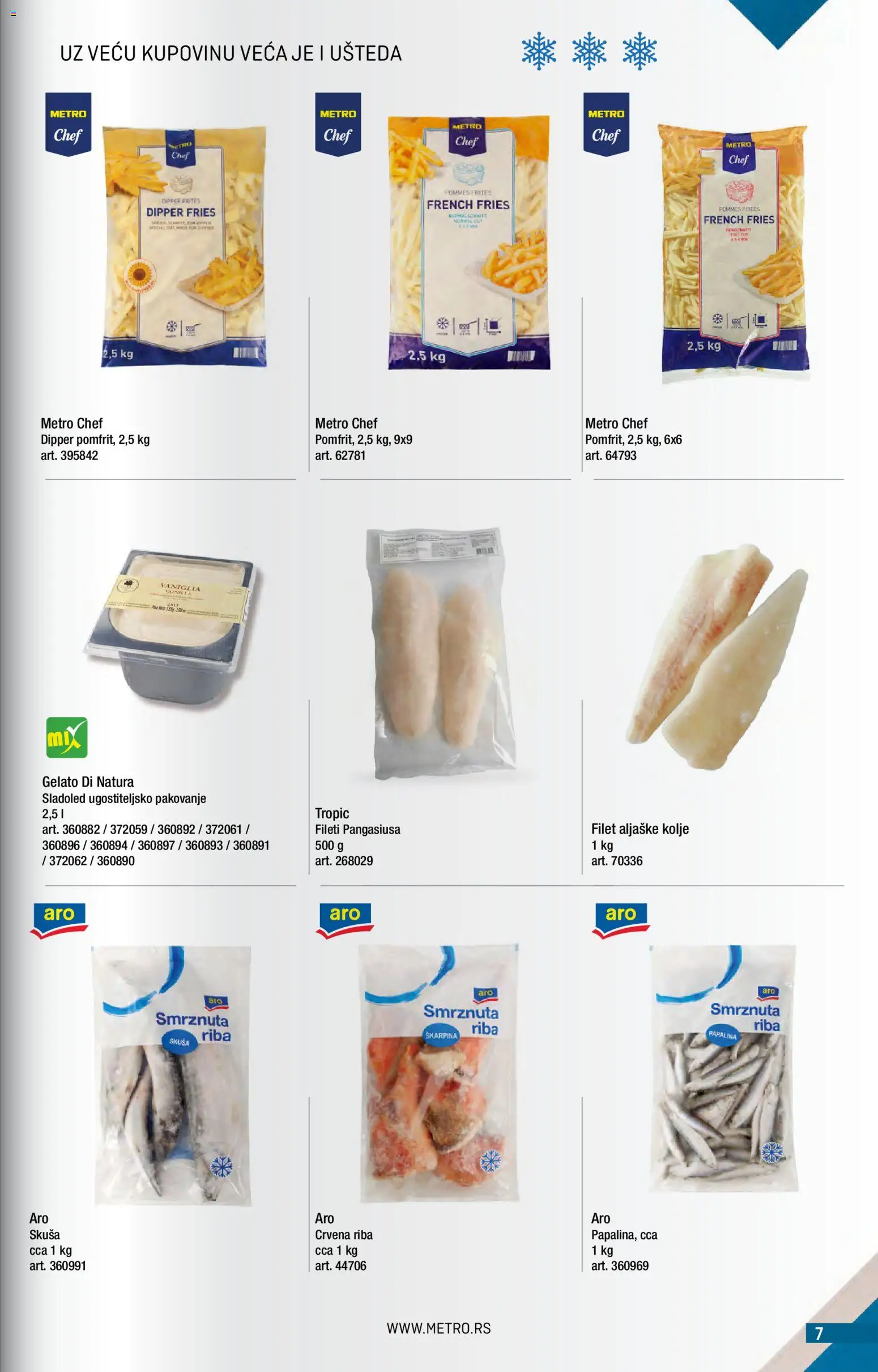 Metro katalog - važi od 01.06.2026 | Strana: 7 | Proizvode: Sladoled, Skuša, Pakovanje, Riba