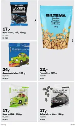 Forhåndsvisning av Biltema kundeavis fars dag gyldig fra 26/10/2026 | Side: 28 | Produkter: Lakris, Peanøtter