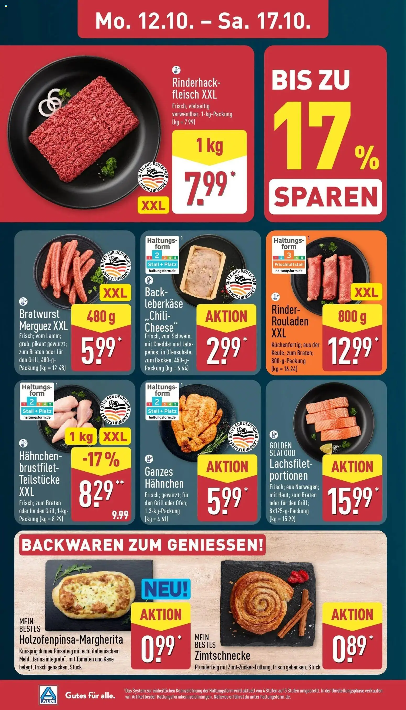 Aldi Aktueller Prospekt (ab 12.10.2026) » Angebote Online | Seite: 4 | Produkte: Hahnchen, Käse, Bratwurst, Tomaten