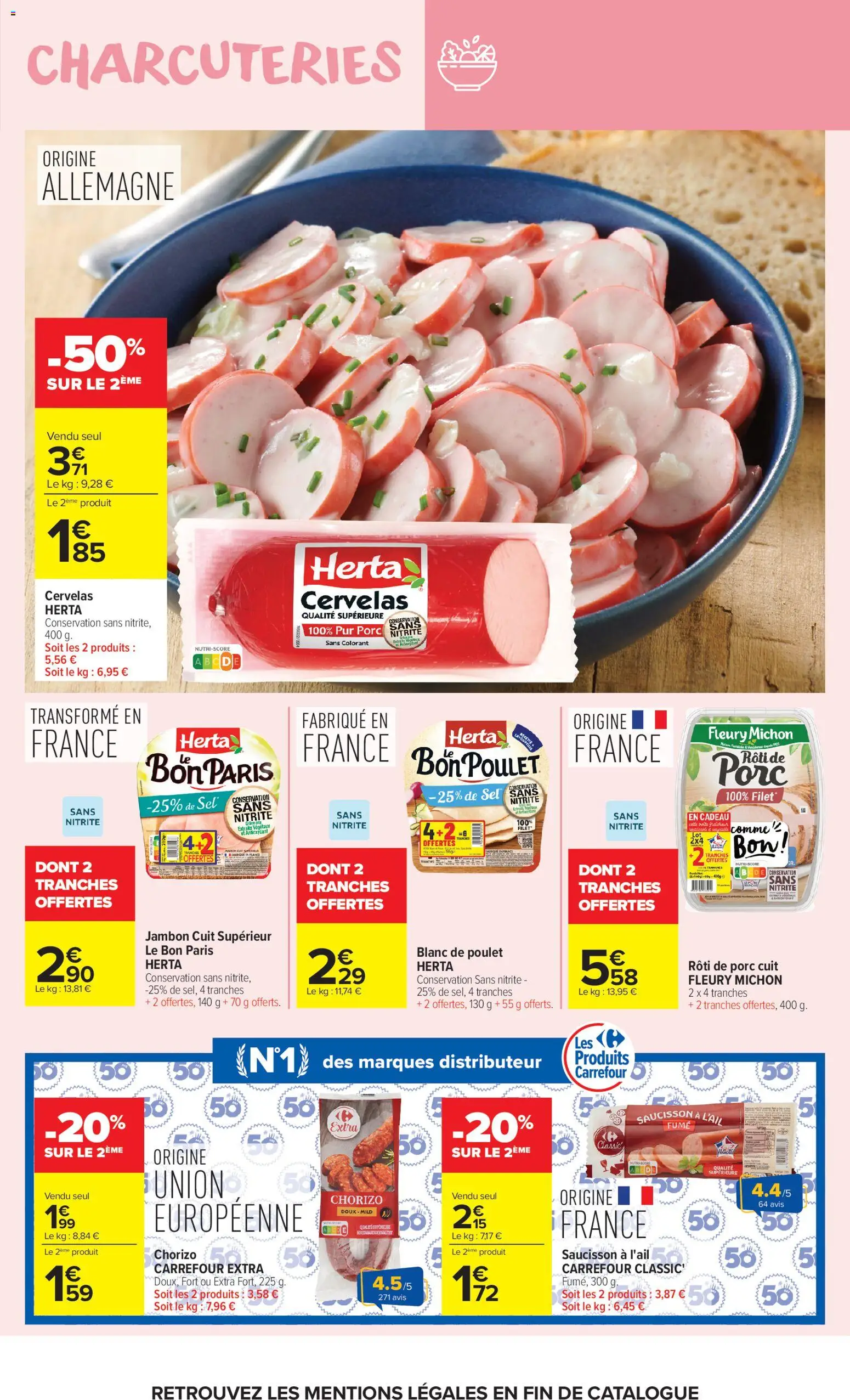 {H1} | Page: 7 | Produits: Chorizo, Sel, Jambon, Porc