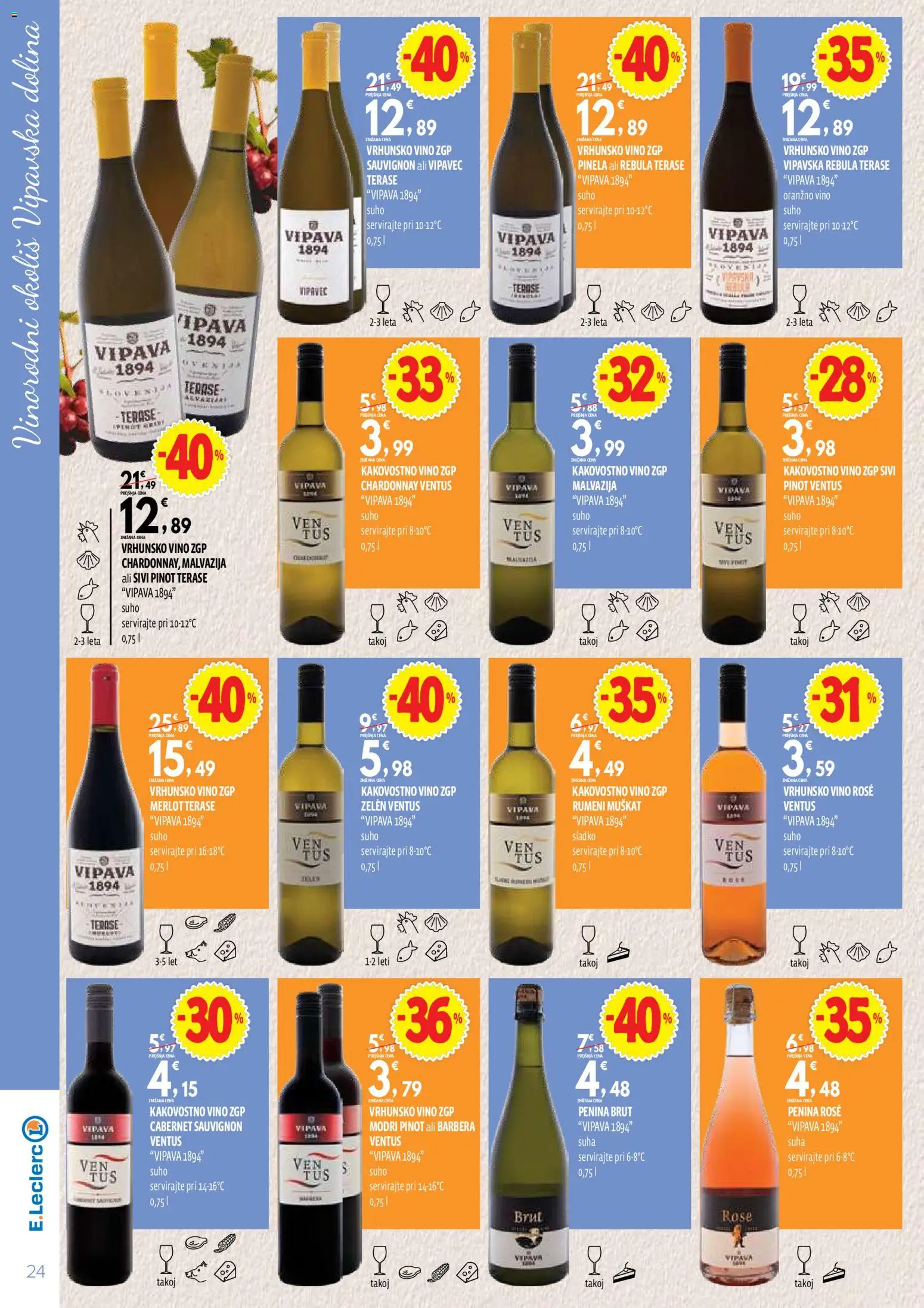 Novi E.leclerc katalog ponudbe – veljaven od 13.10.2026 | Stran: 24 | Izdelki: Penina, Vino