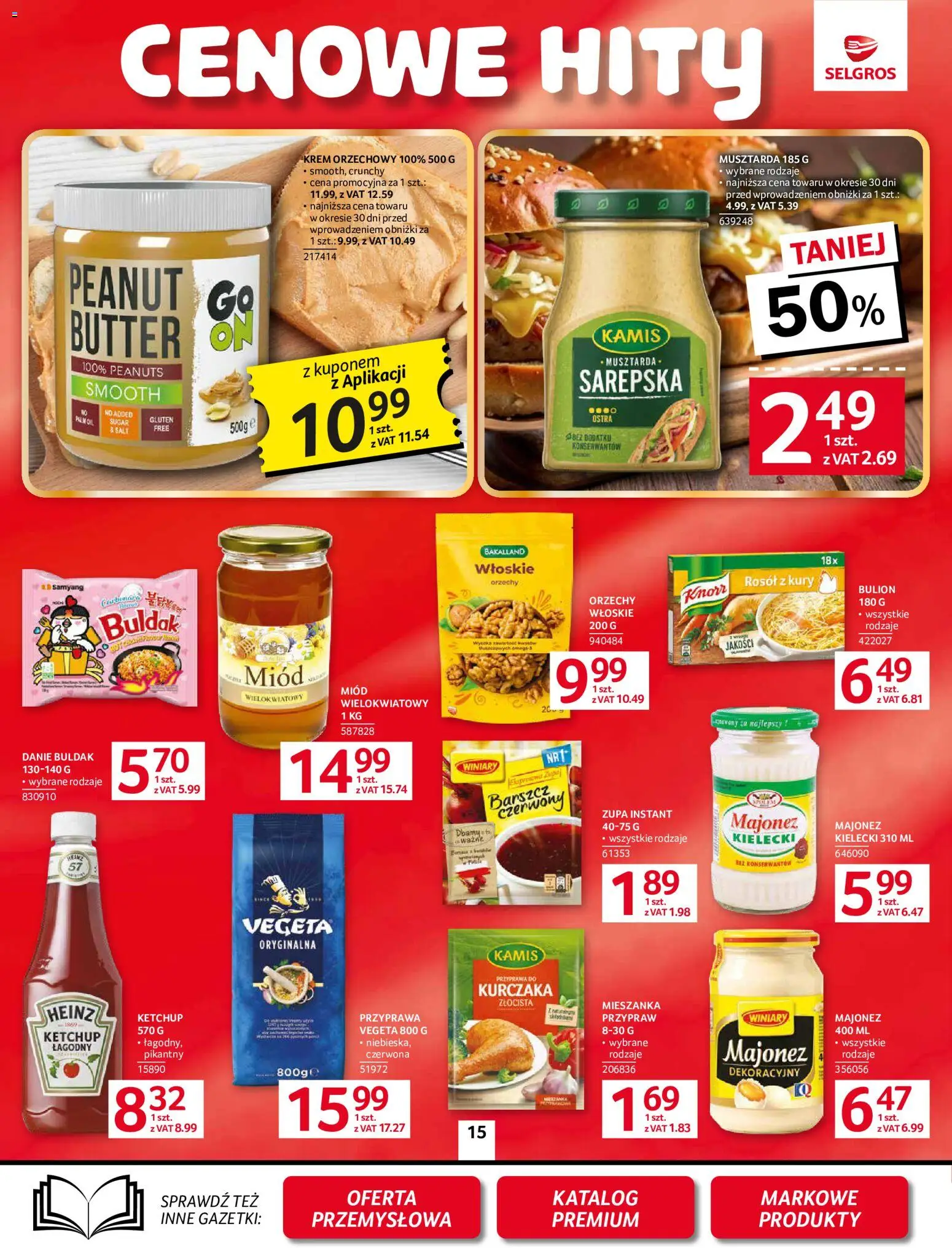 Selgros cash&carry gazetka od 10.09.2026 | Strona: 15 | Produkty: Miód wielokwiatowy, Bulion, Orzechy, Majonez