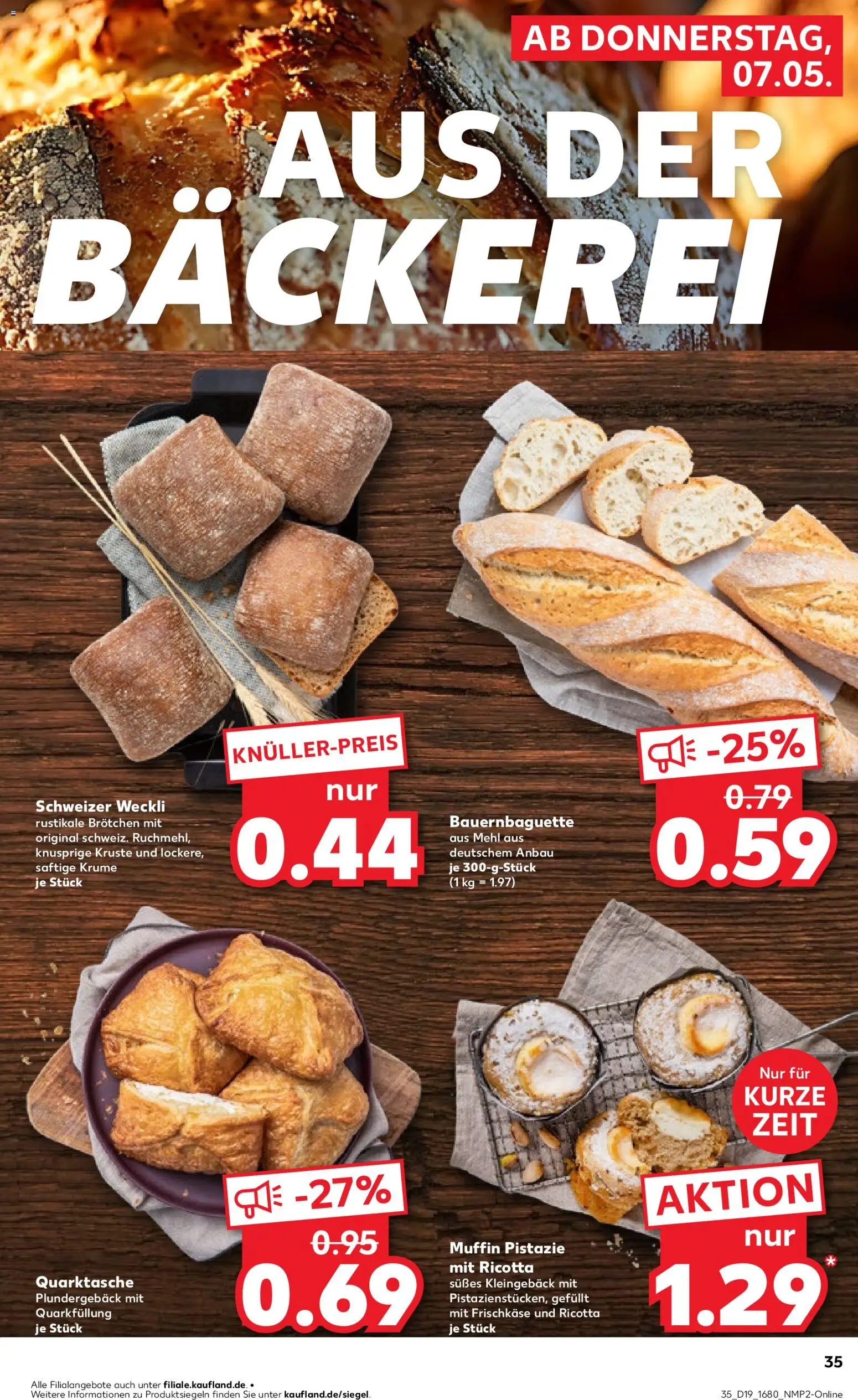 Kaufland Prospekt Speyer	 – gültig ab 07.05.2026 | Seite: 35 | Produkte: Bäckerei, Mehl, Baguette, Frischkase