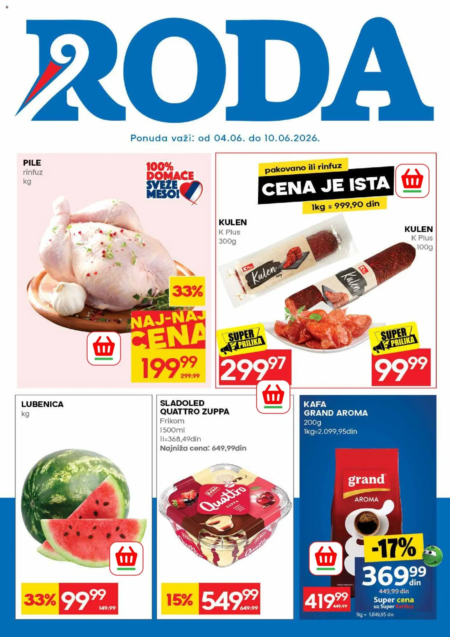 Roda katalog - važi od 04.06.2026 | Strana: 1 | Proizvode: Sladoled, Kulen, Pile, Kafa