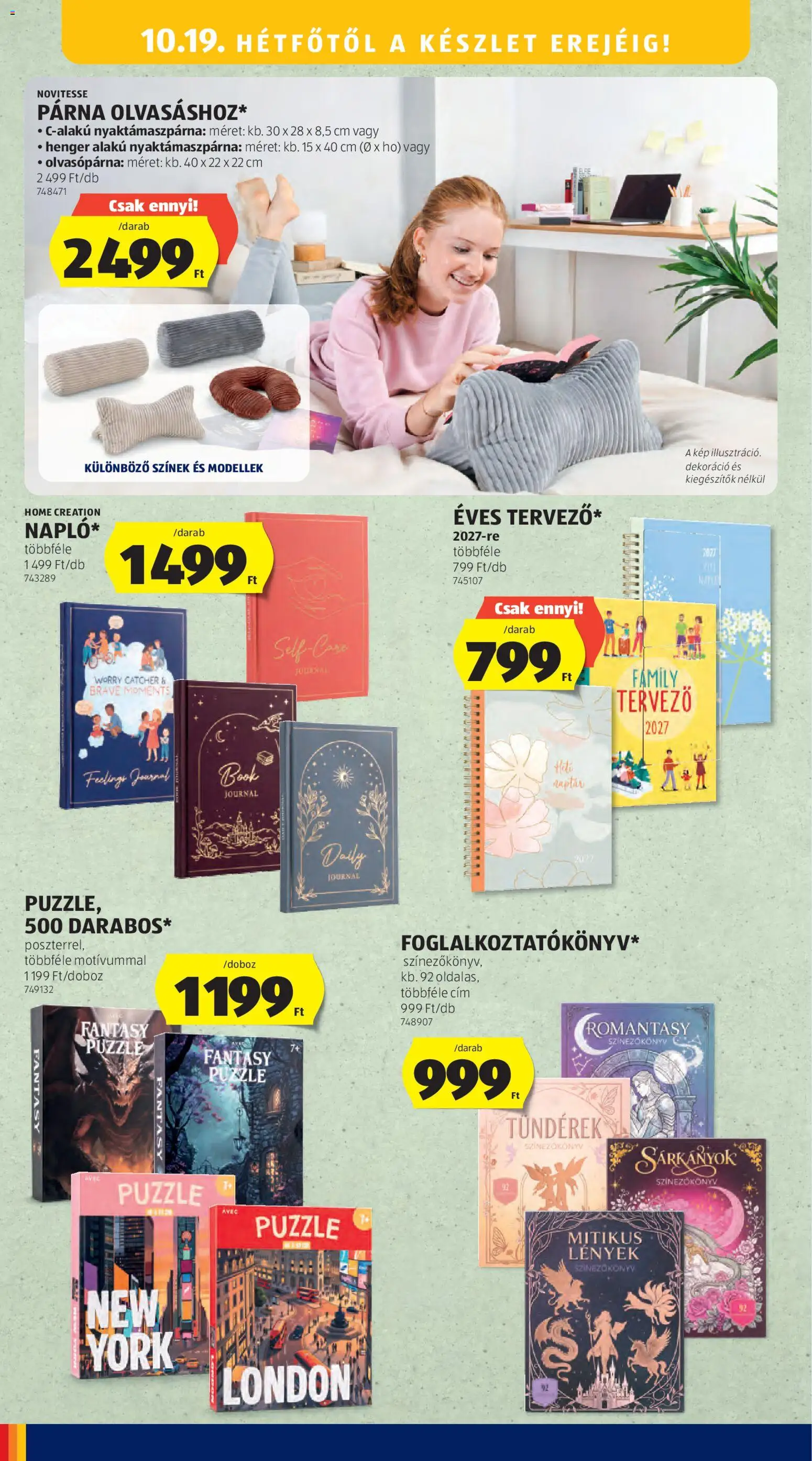 Aldi akciós ujság - amely érvényes a következő dátumtól: 2026.10.15. | Oldal: 18 | Termékek: Puzzle, Párna, Dekoráció