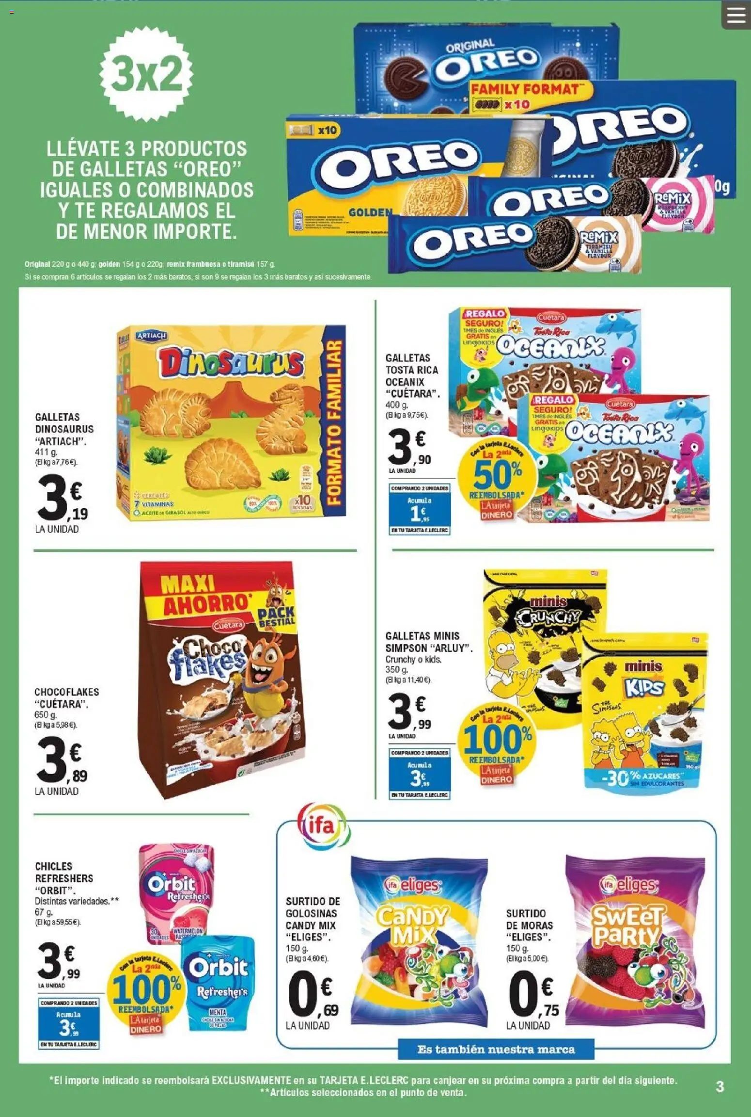 E.Leclerc folleto │ válido desde el 20.05.2026 | Página: 3 | Productos: Πισίνα, Golosinas, Galletas, Aceite de girasol