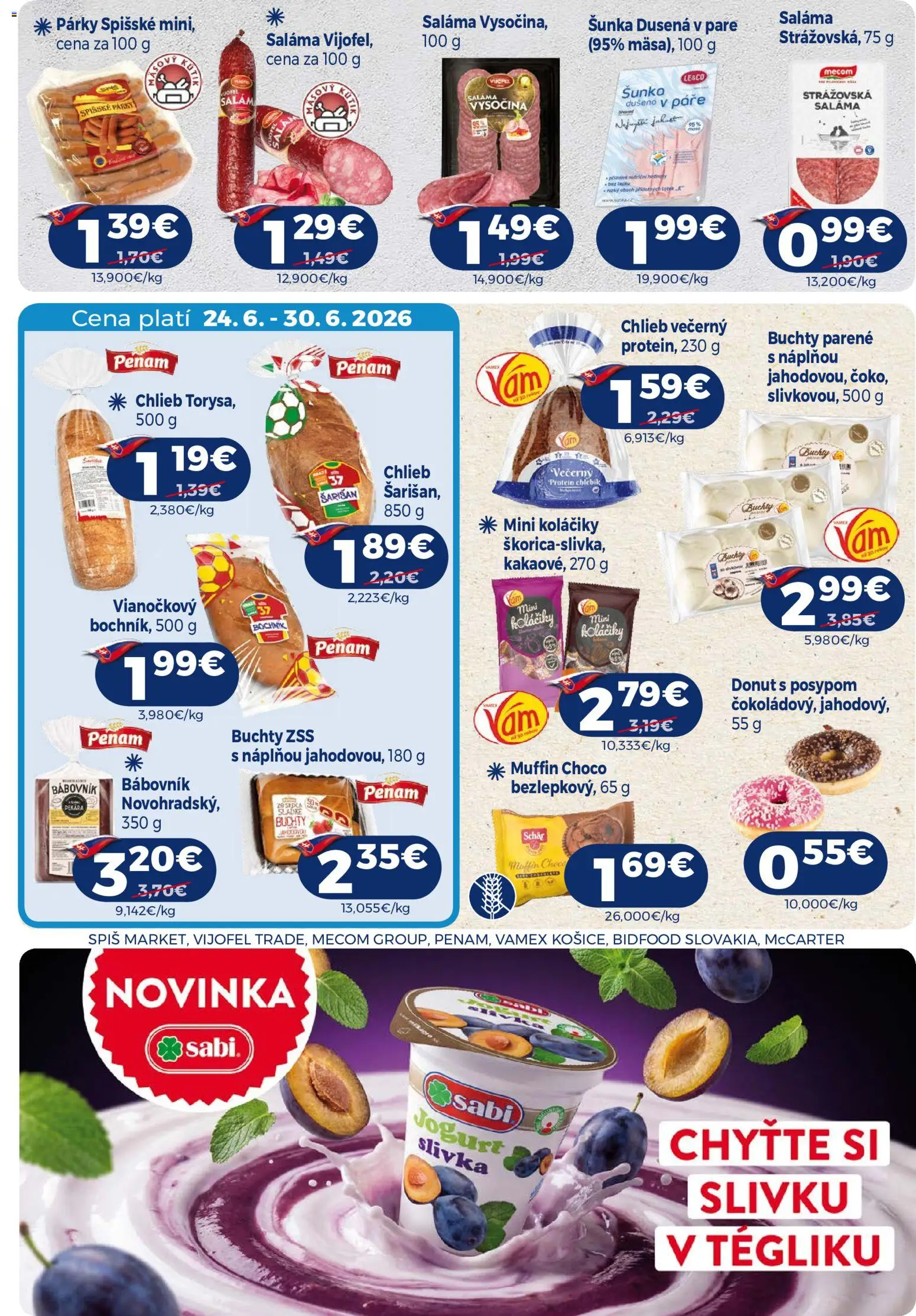 Nové Milk Agro akcie – leták je platný od 24.06.2026 | Strana: 7 | Produkty: Jogurt, Chlieb, Saláma, Protein