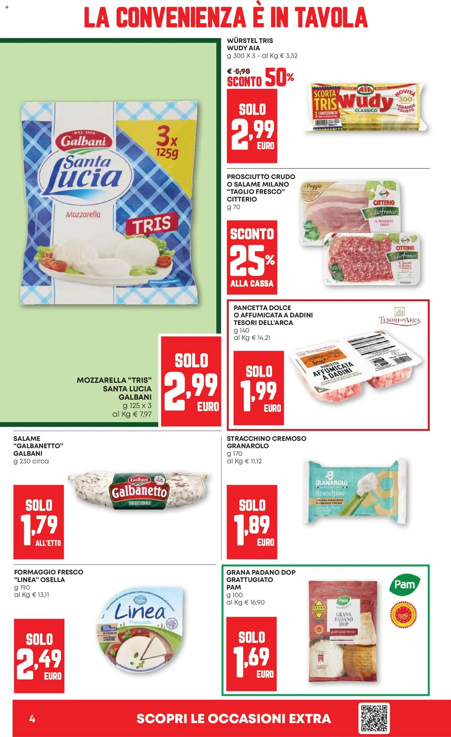 Volantino PAM del 04.06.2026 | Pagina: 4 | Prodotti: Salame, Formaggio, Prosciutto, Stracchino