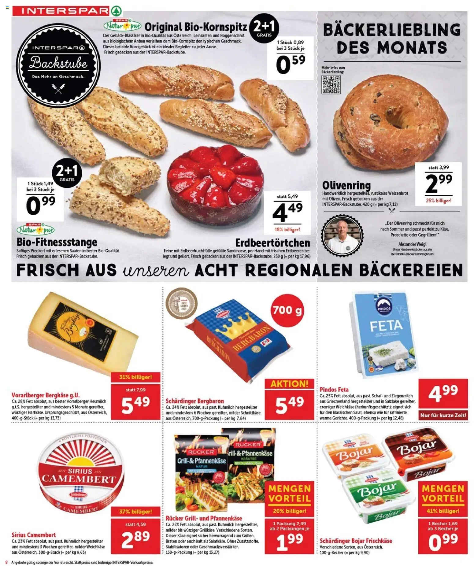 Interspar Flugblatt - Burgenland Sued gültig ab 23.04.2026 | Seite: 8 | Produkte: Erdbeeren, Grill, Käse