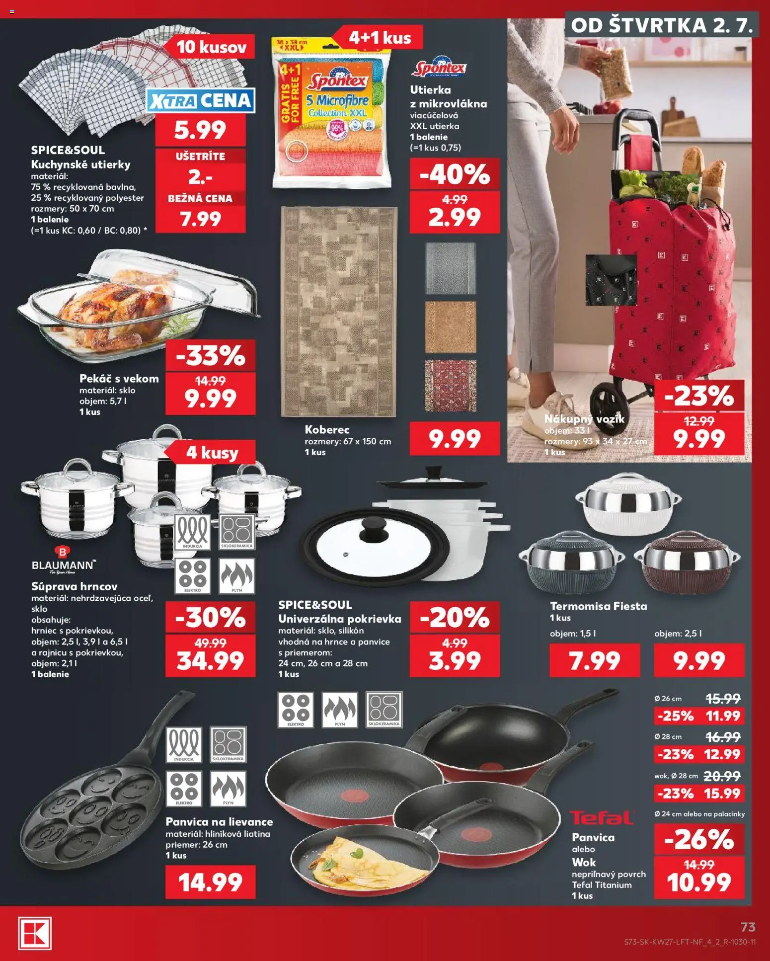 Nové Kaufland akcie – leták je platný od 02.07.2026 | Strana: 73 | Produkty: Koberec, Indukcia, Tefal