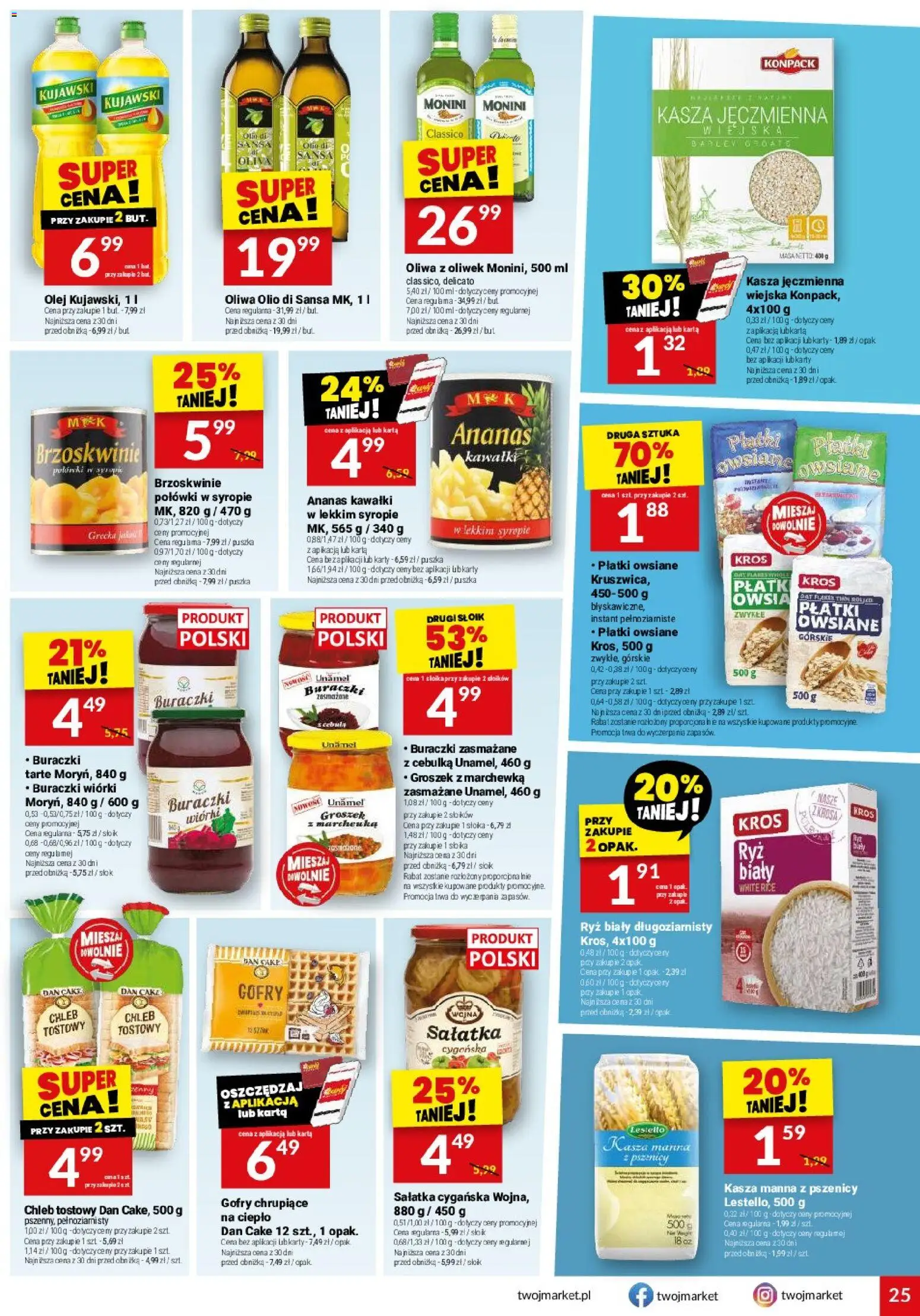 Twój Market gazetka od 12.08.2026 | Strona: 25 | Produkty: Groszek z marchewką, Płatki owsiane, Chleb, Ananas