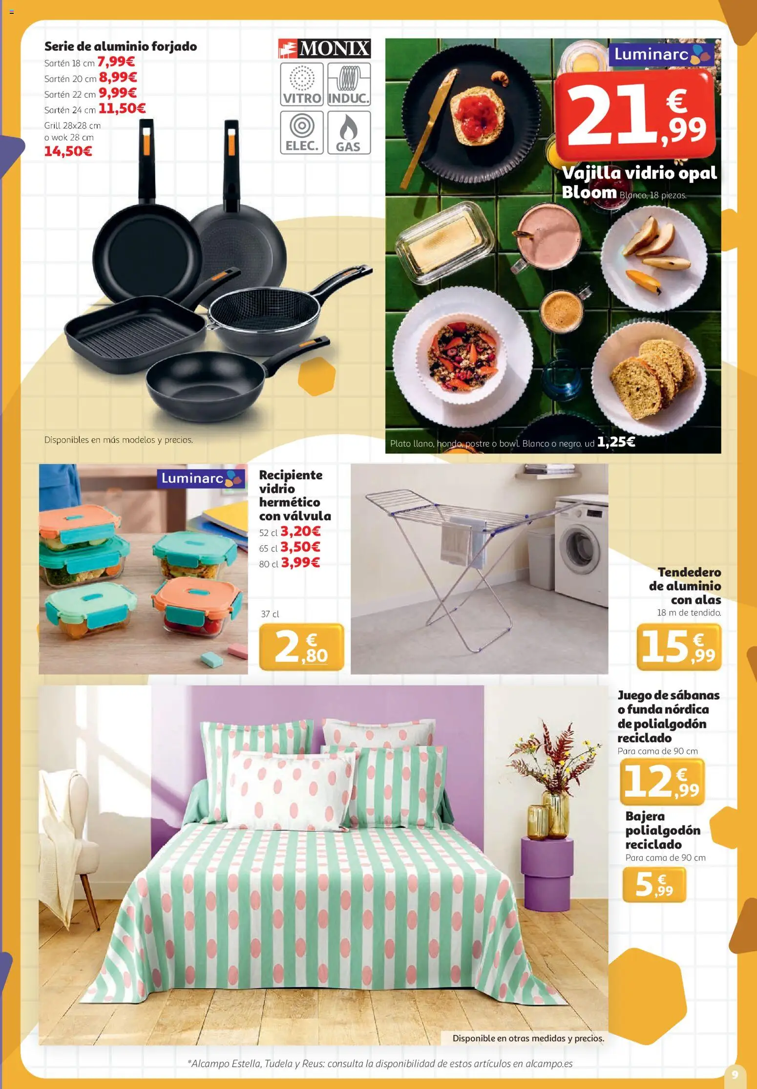 Alcampo - Superstore │ válido desde el 13/08/2026 | Página: 9 | Productos: Postre, Juego de sábanas, Vajilla, Cama